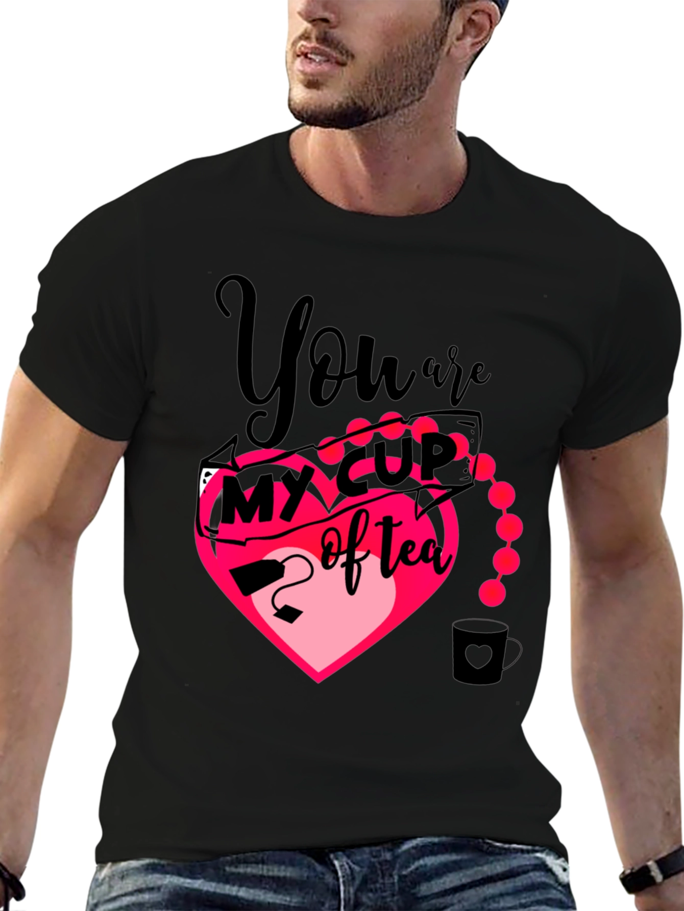 Black My Cup of Tea Heart Graphic T-Shirt view 6