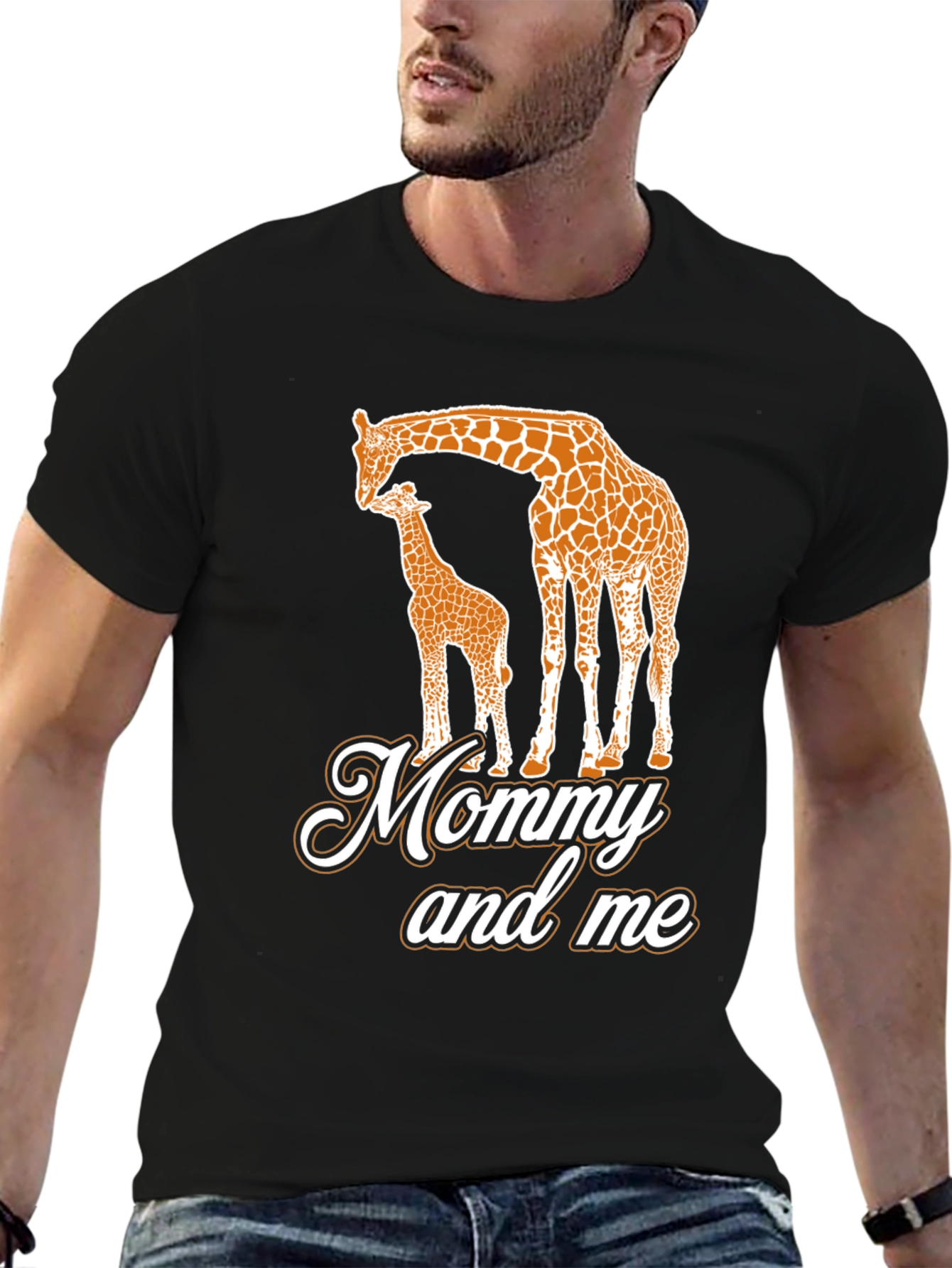 Black Mommy and Me Giraffe Black T-Shirt view 6