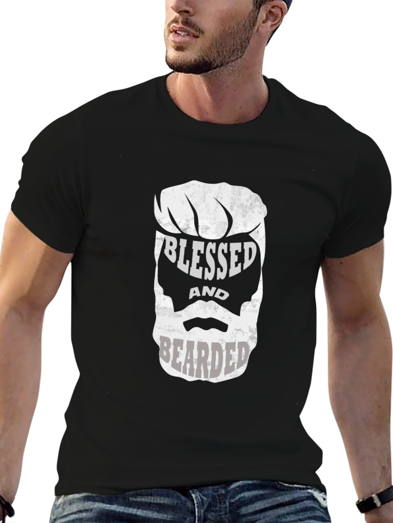 Black Blessed and Bearded Graphic T-Shirt view 6