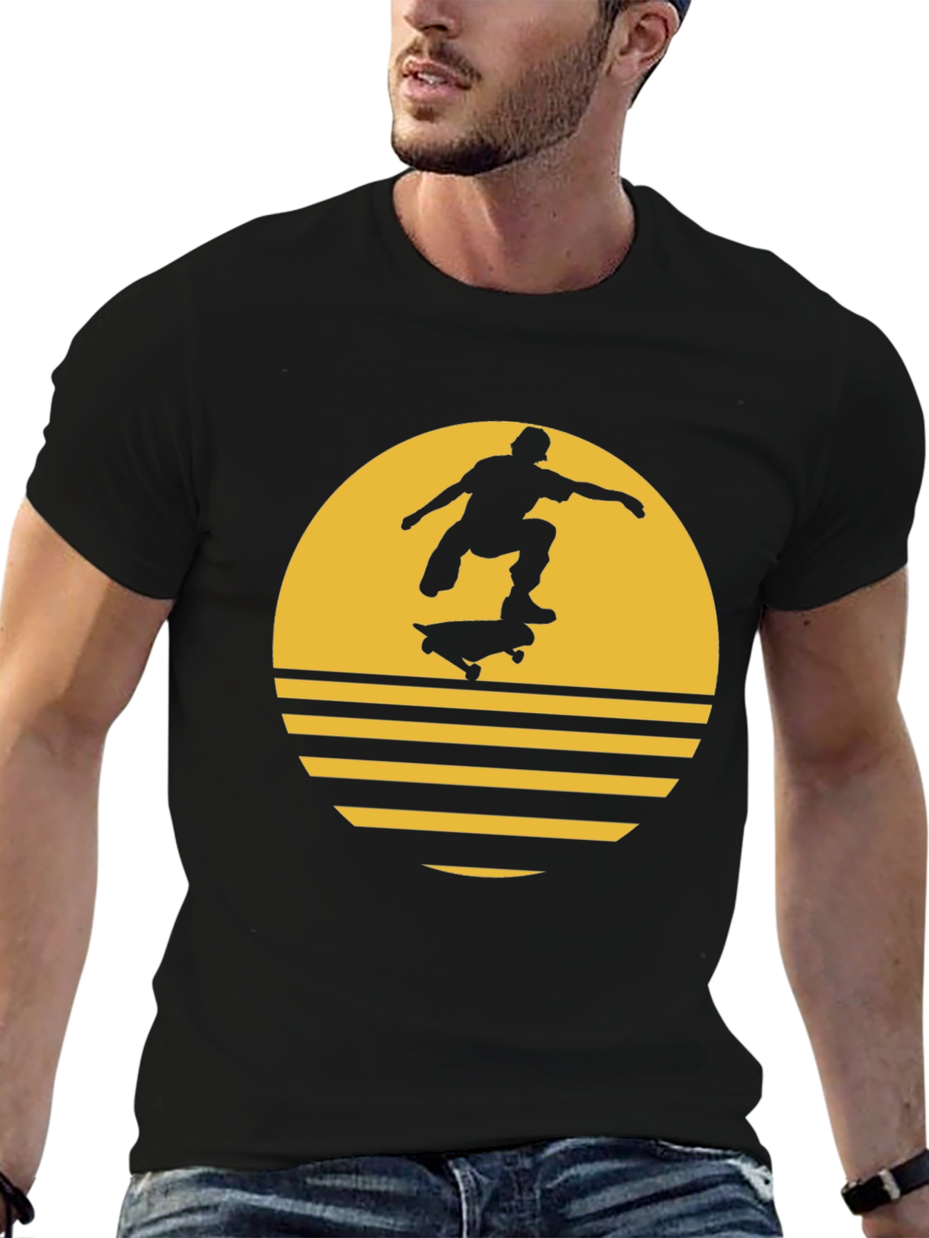 Black Skateboarder Graphic Tee - Black view 6