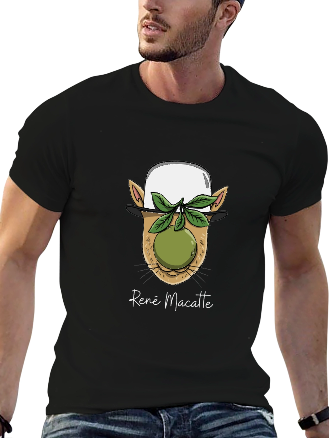 Black René Macatte Graphic T-Shirt - Unique Design view 6