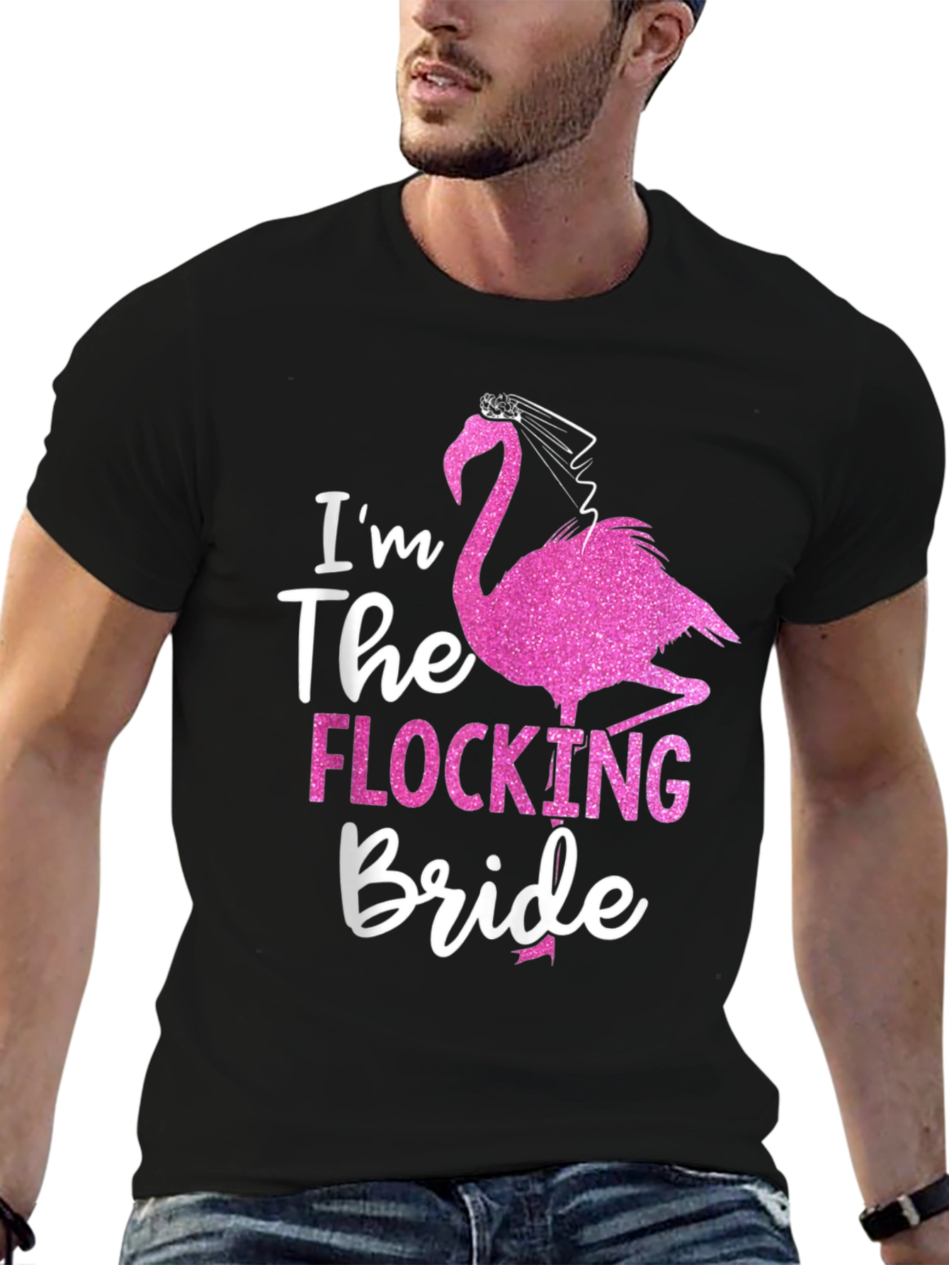 Black I'm The Flocking Bride Black T-Shirt view 6