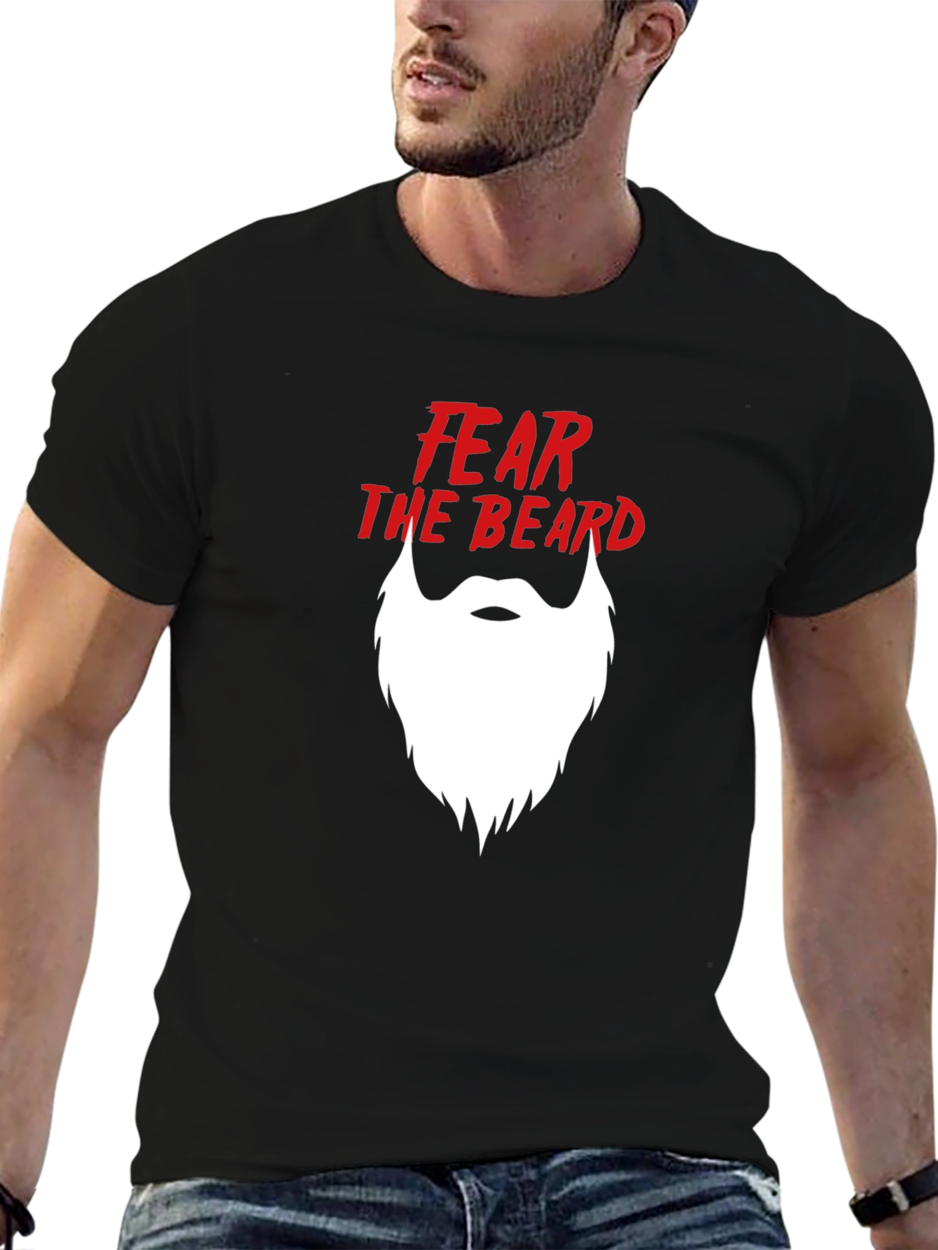 Black Fear the Beard Graphic Tee - Black view 6