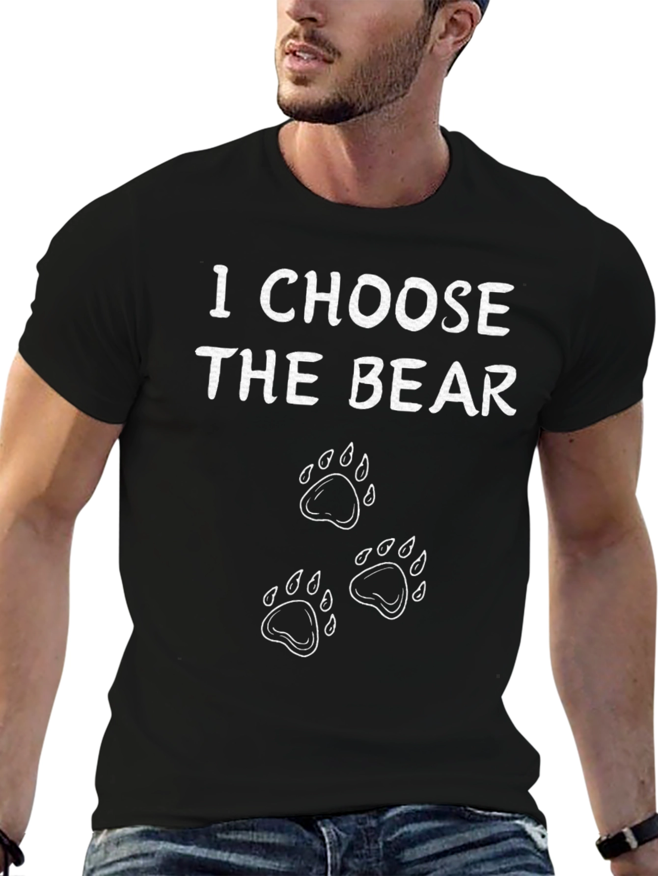 Black I Choose The Bear Funny T-Shirt view 6