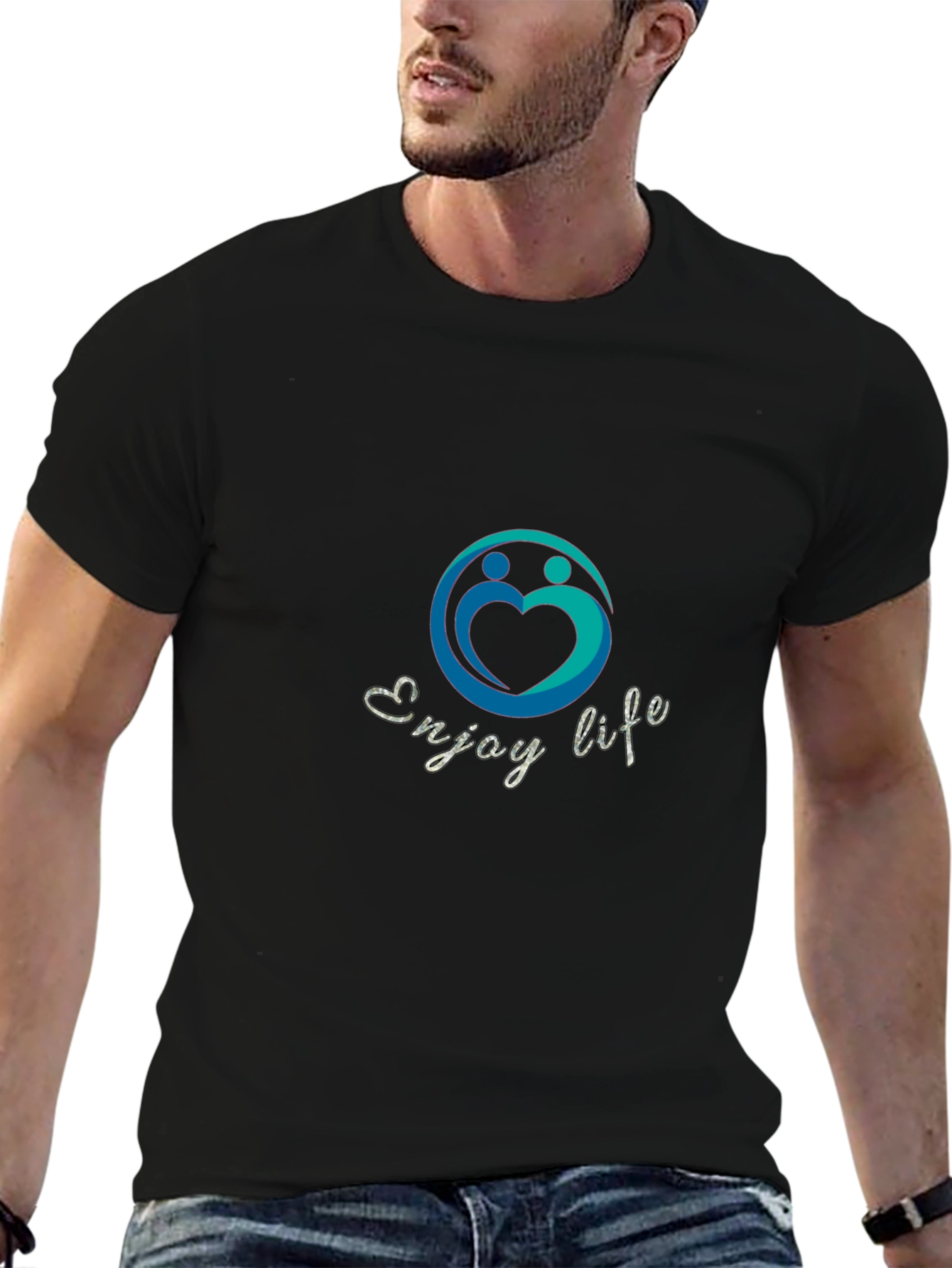 Black Enjoy Life Graphic Tee - Stylish and Comfortable Black T-Shirt view 6
