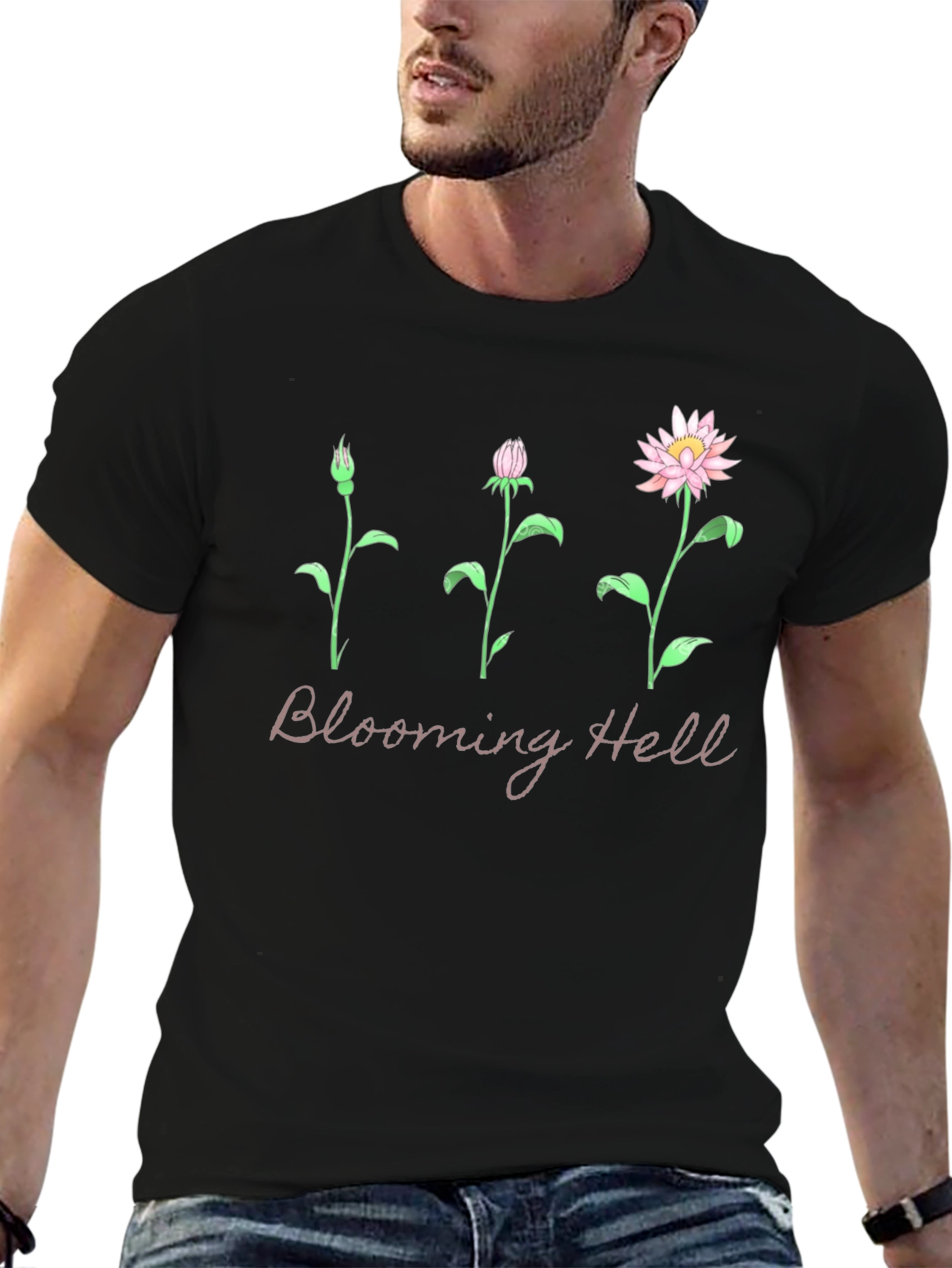 Black Blooming Hell Graphic T-Shirt - Black view 6