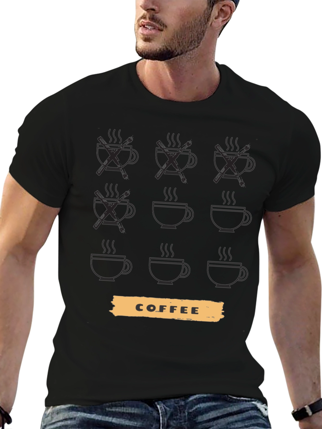 Black Coffee Cup Graphic Tee - Trendy Casual Shirt view 6