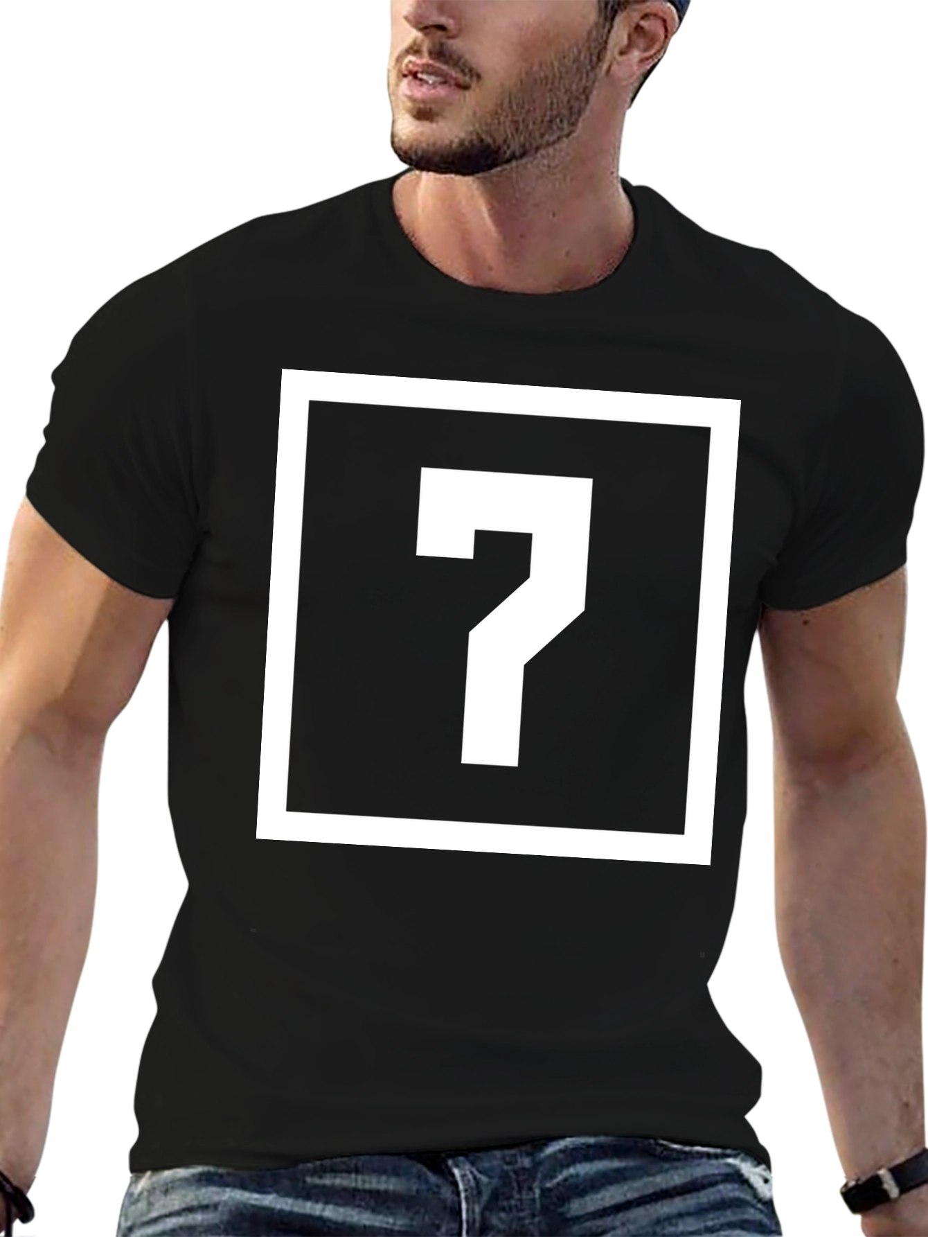 Black Mystery Question Mark Graphic Tee - Black view 6
