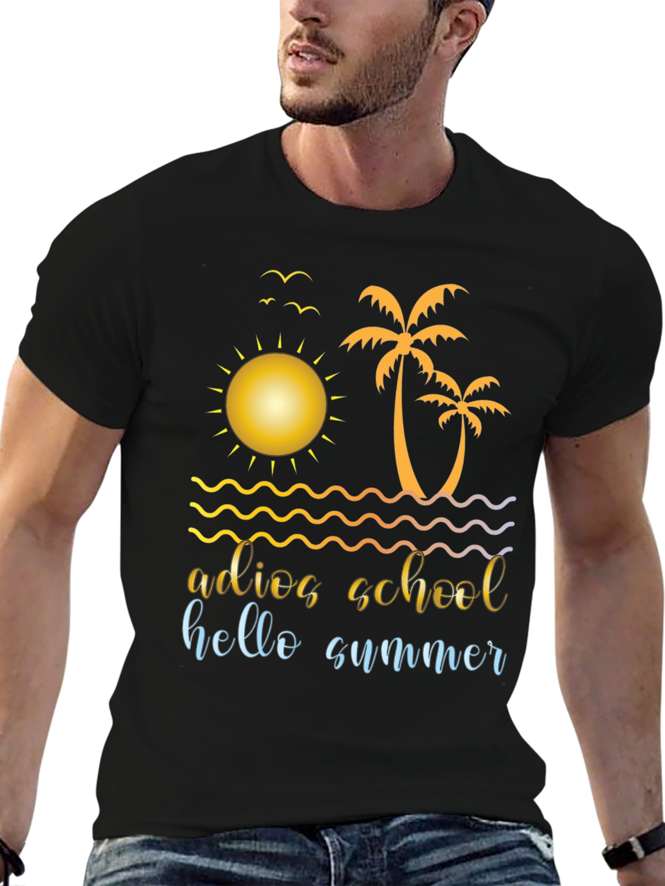 Black Adios School Hello Summer Graphic Tee view 6