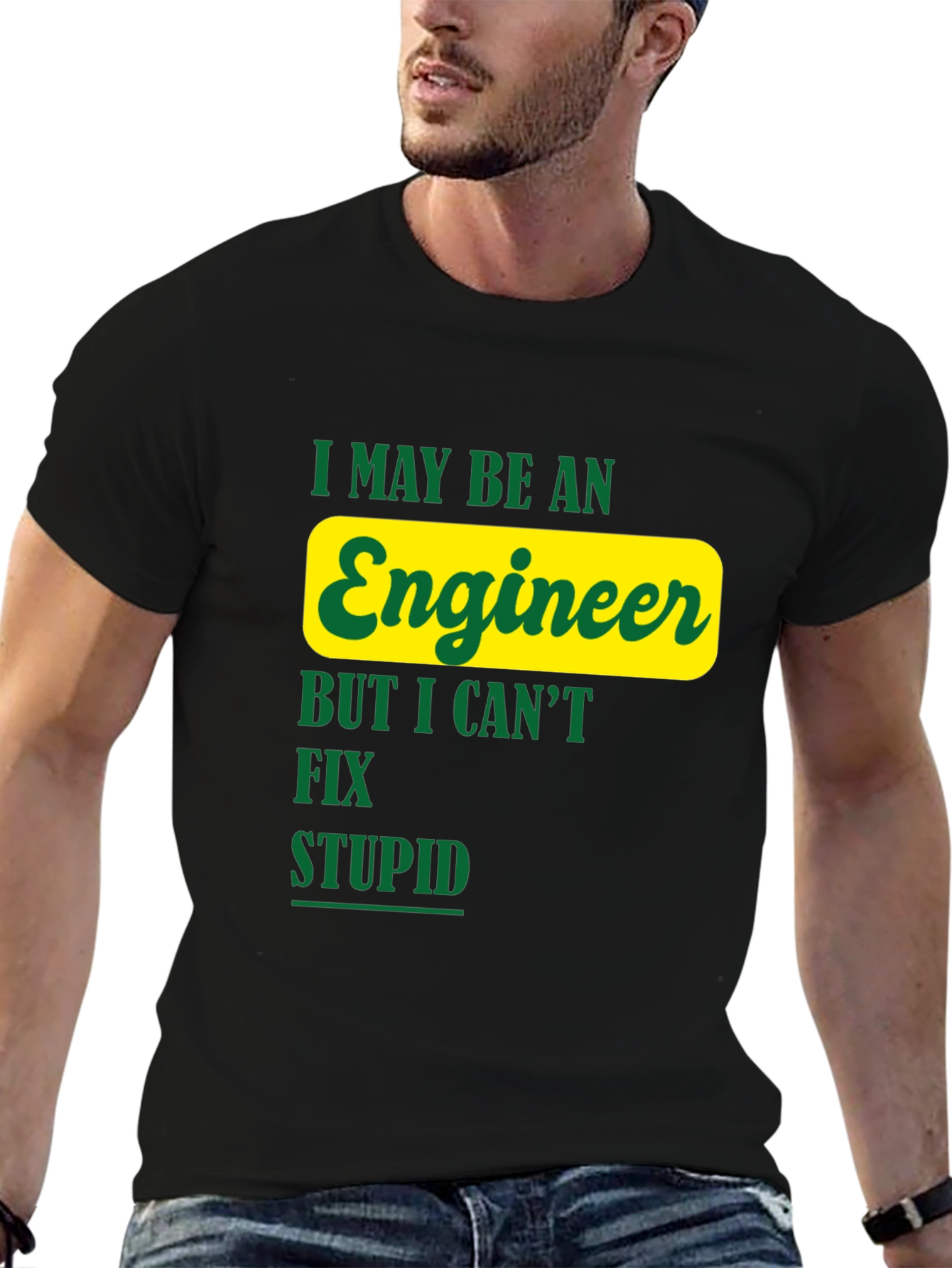 Black Engineer Humor Graphic T-Shirt - Funny & Casual Black Tee view 6