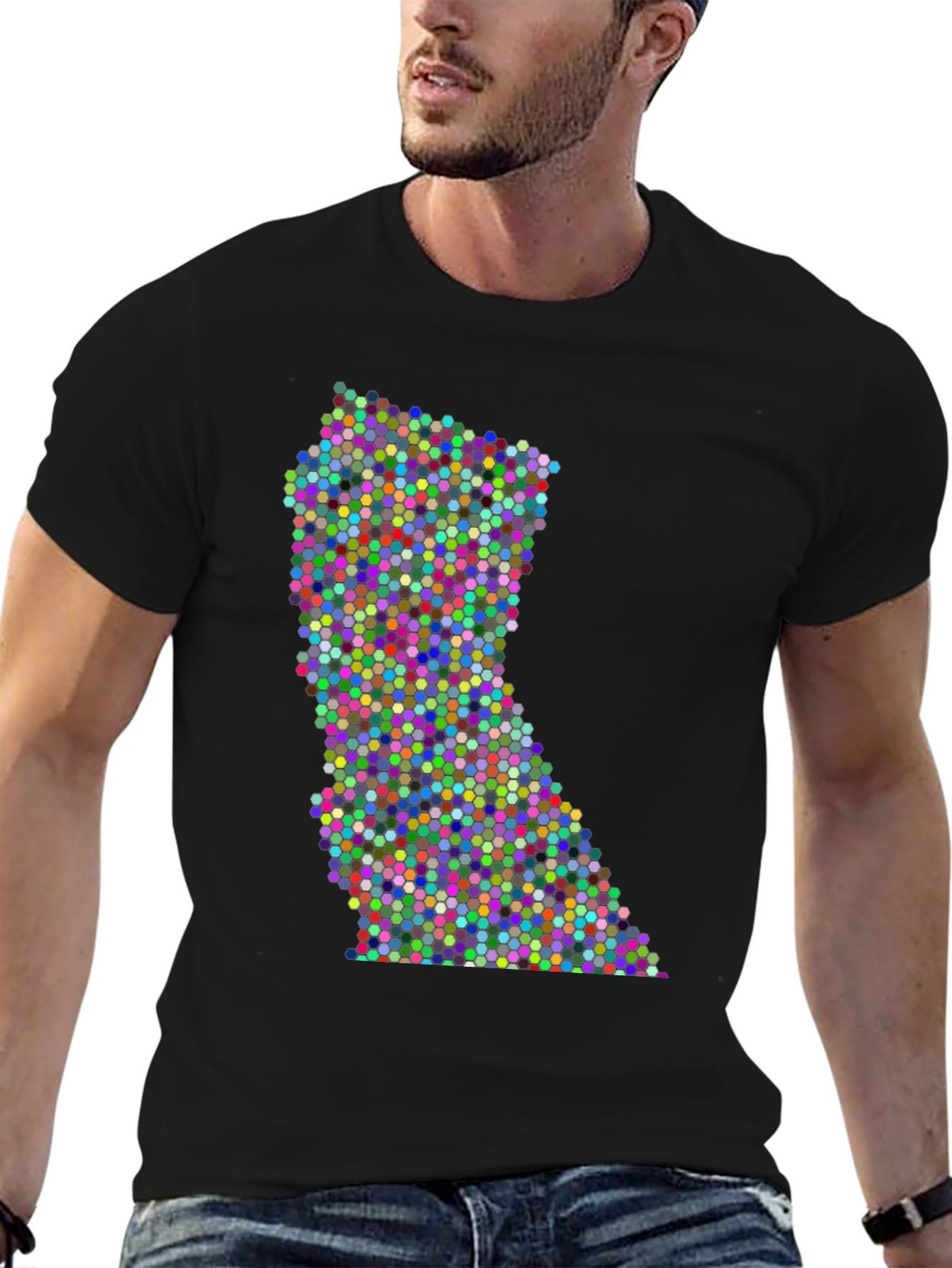 Black Colorful Dot Pattern State Graphic Tee view 6