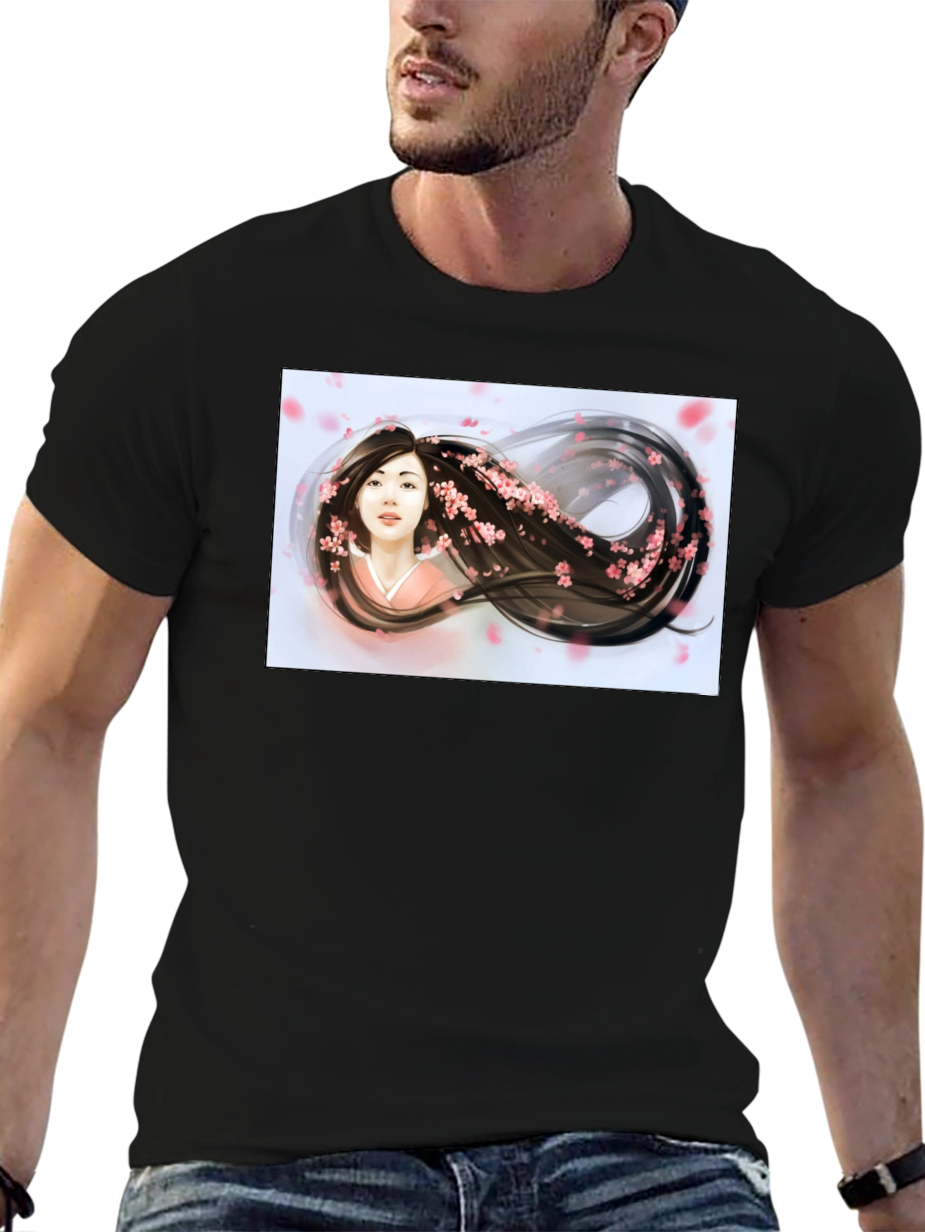 Black Sakura Dream T-Shirt - Artistic Graphic Tee view 6
