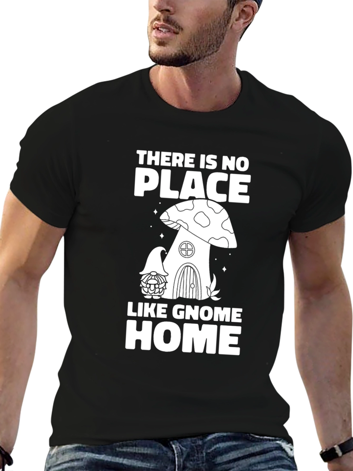 Black Gnome Home Black T-Shirt view 6