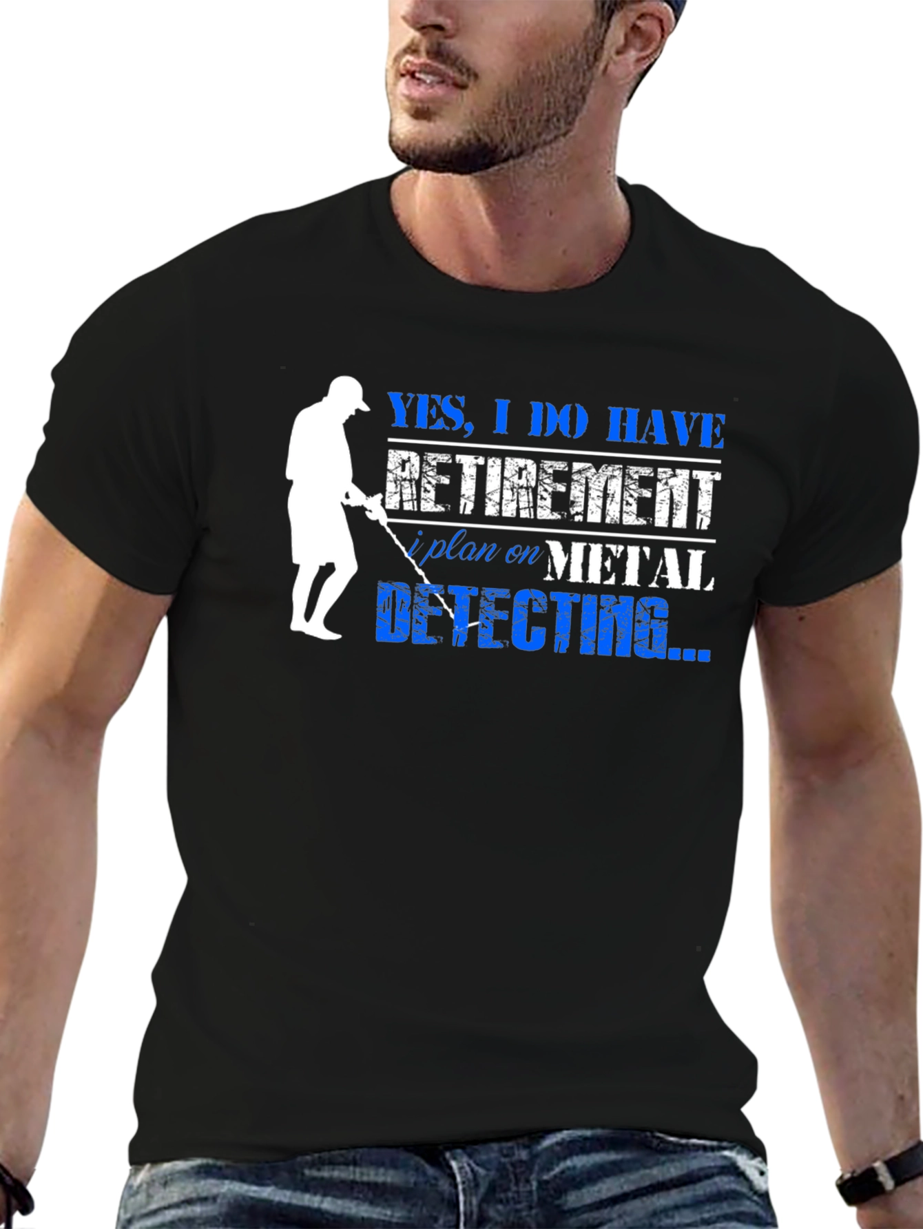 Black Funny Metal Detecting Retirement Plan T-Shirt view 6