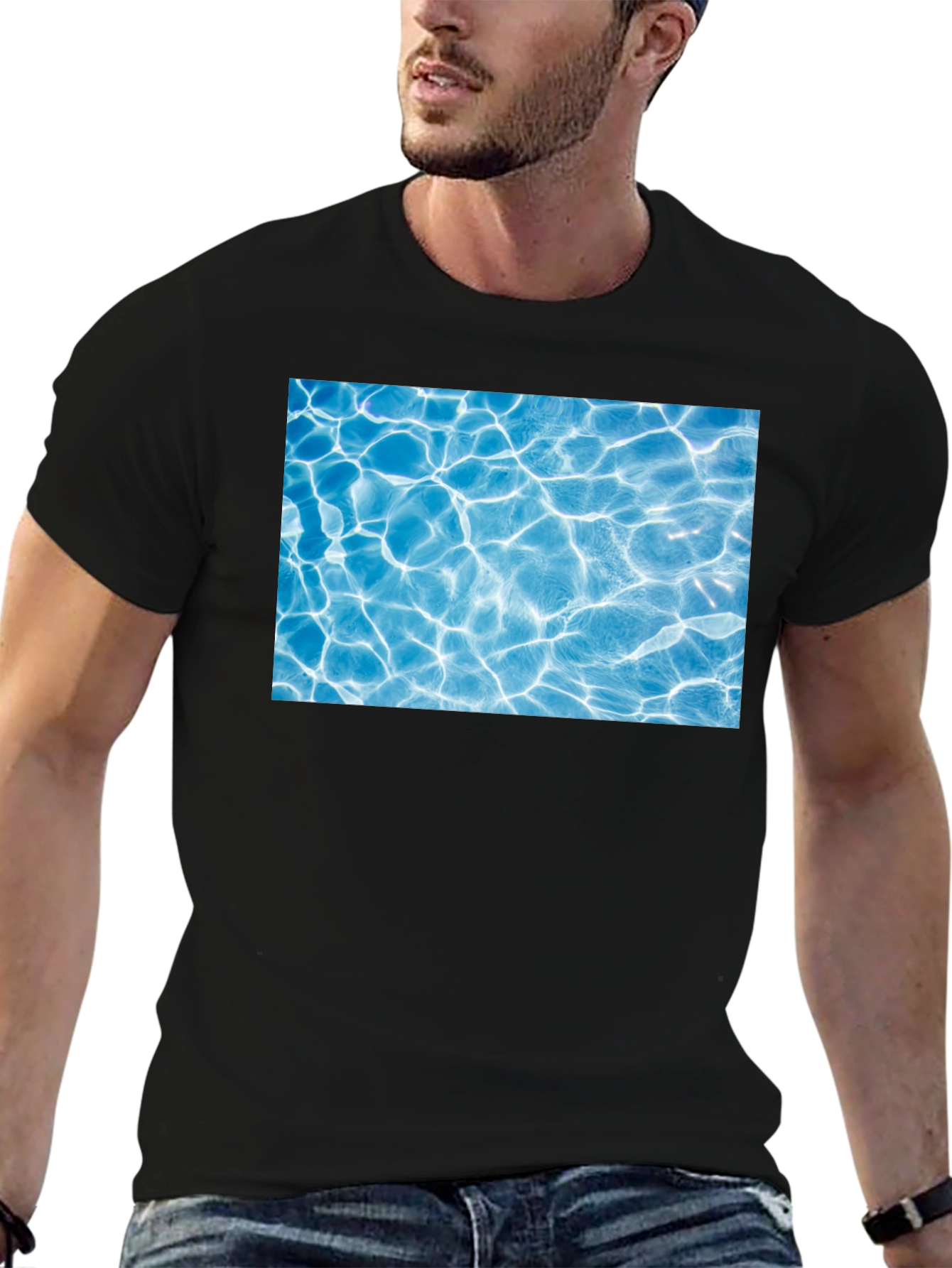 Black Pool Water Graphic Black Tee view 6