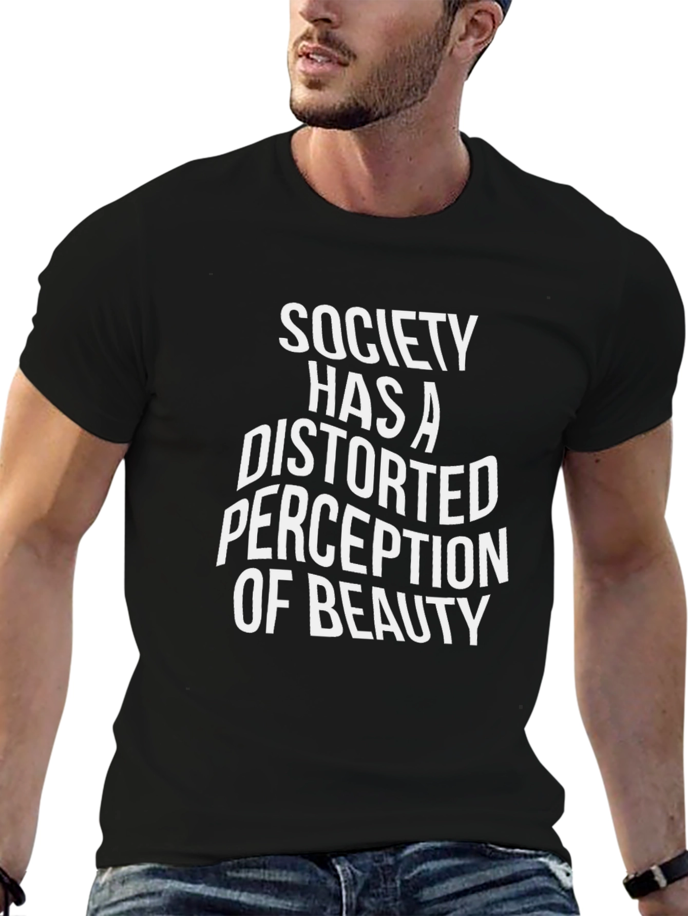 Black Distorted Perception T-Shirt - Black Graphic Tee view 6