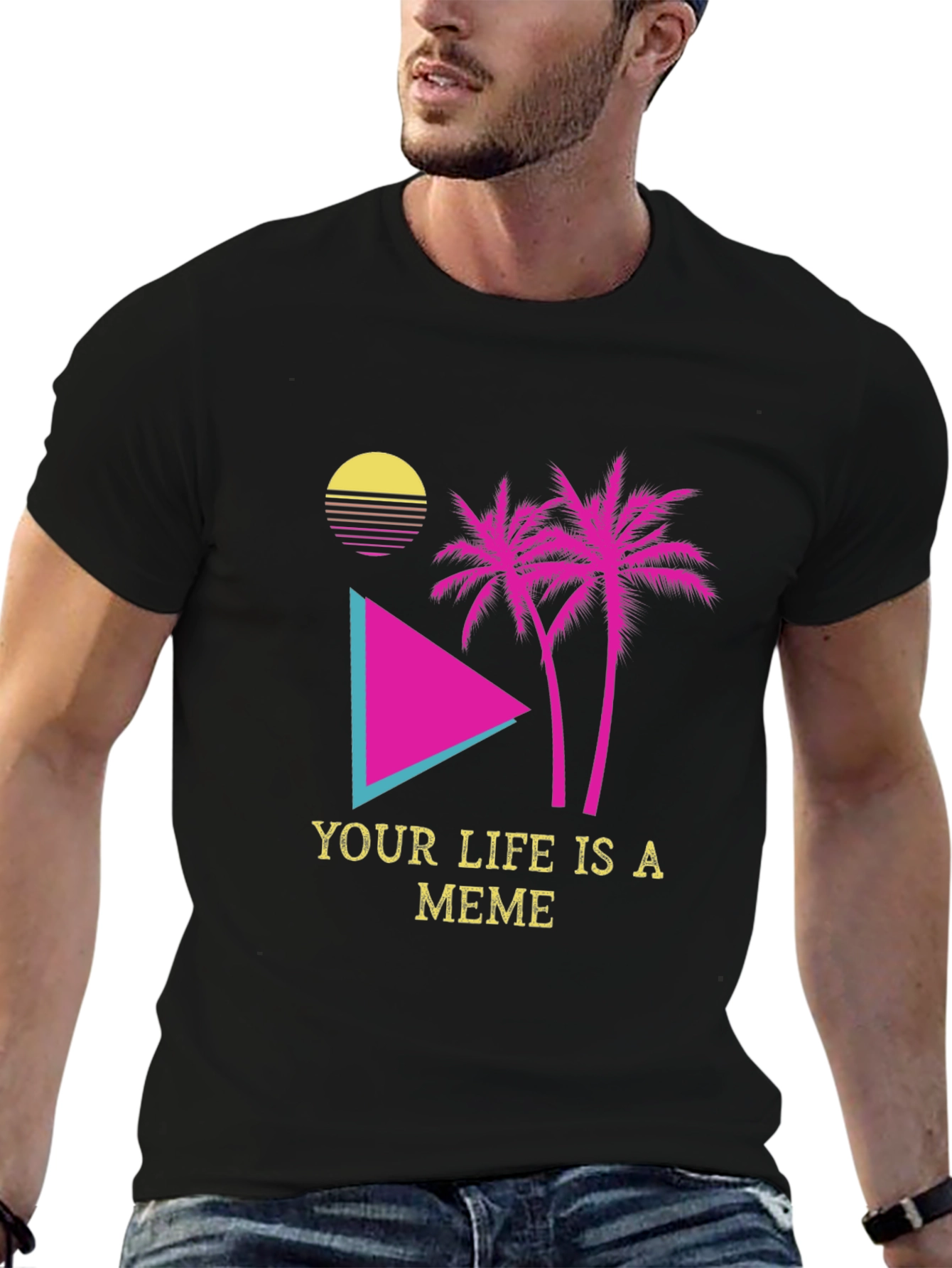 Black Meme Life Graphic Tee - Black Novelty T-Shirt view 6