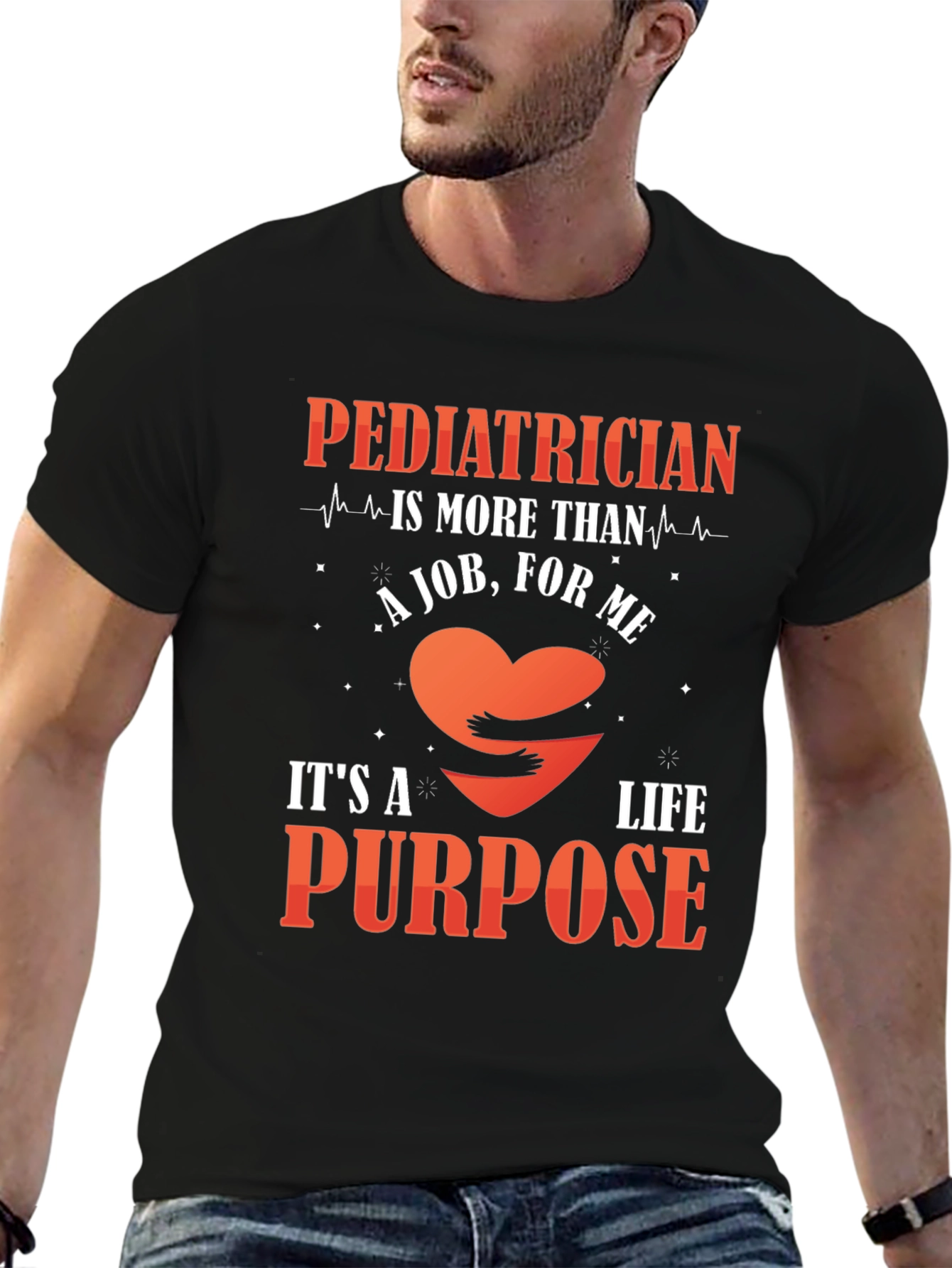 Black Pediatrician Life Purpose T-Shirt view 6