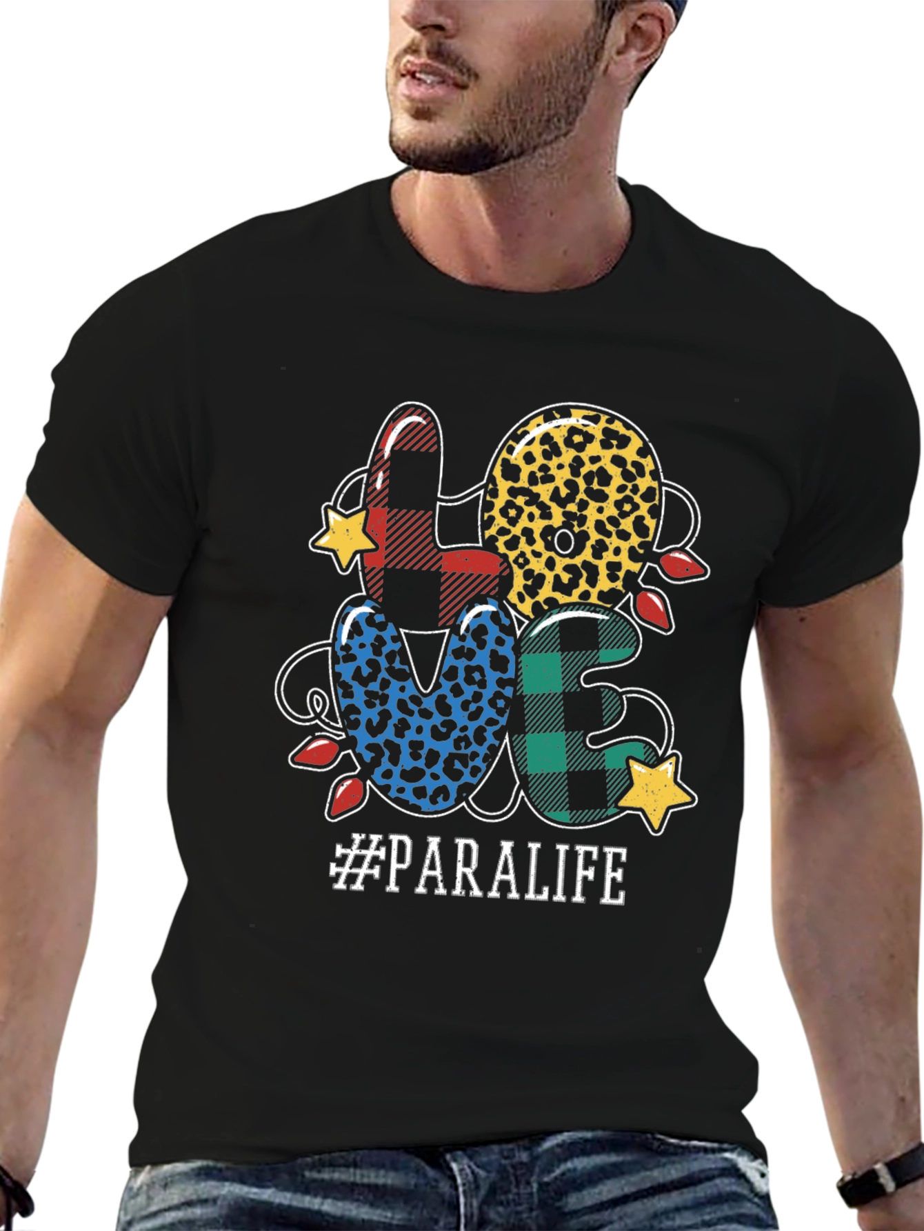 Black LOVE Paralife T-Shirt - Trendy Design, Comfortable Fit view 6