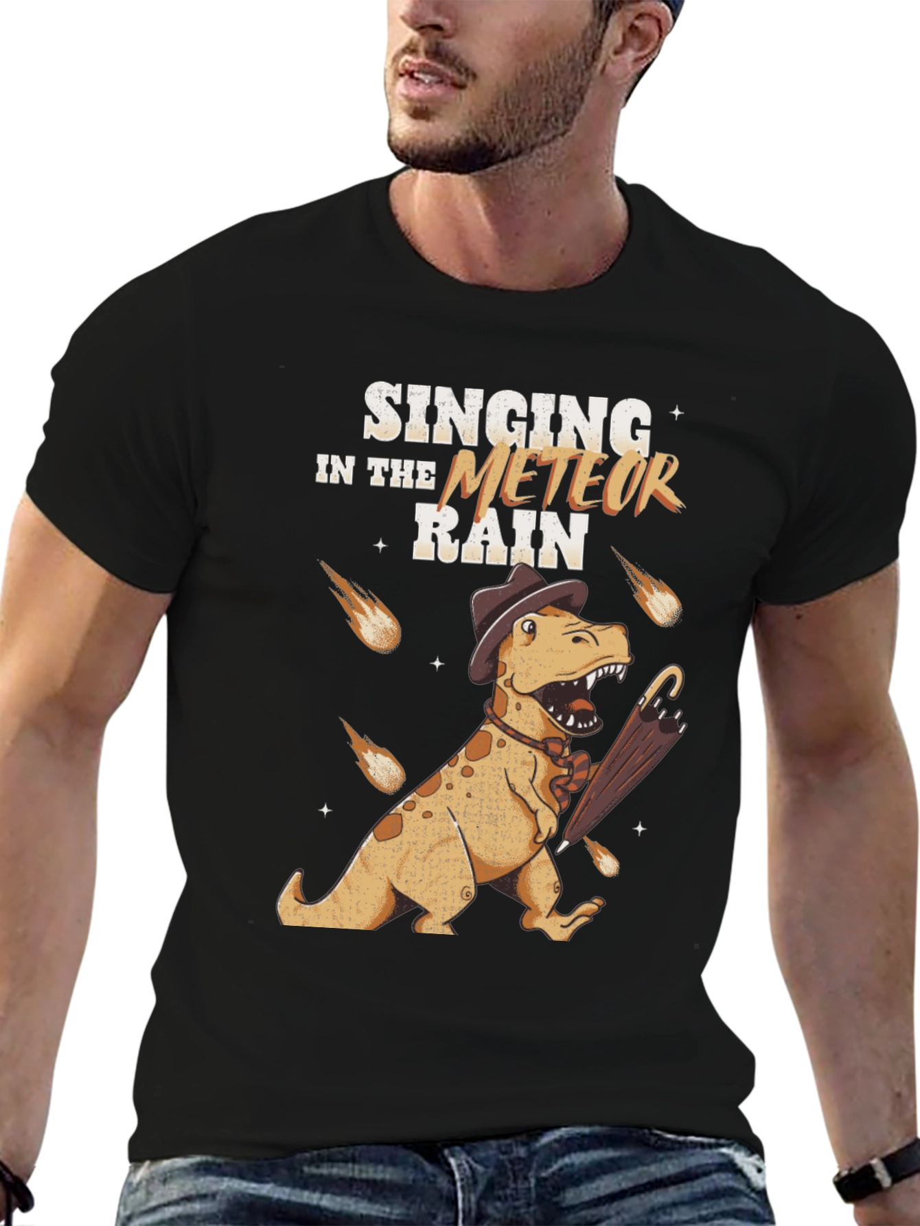 Black Singing in the Meteor Rain T-Shirt view 6