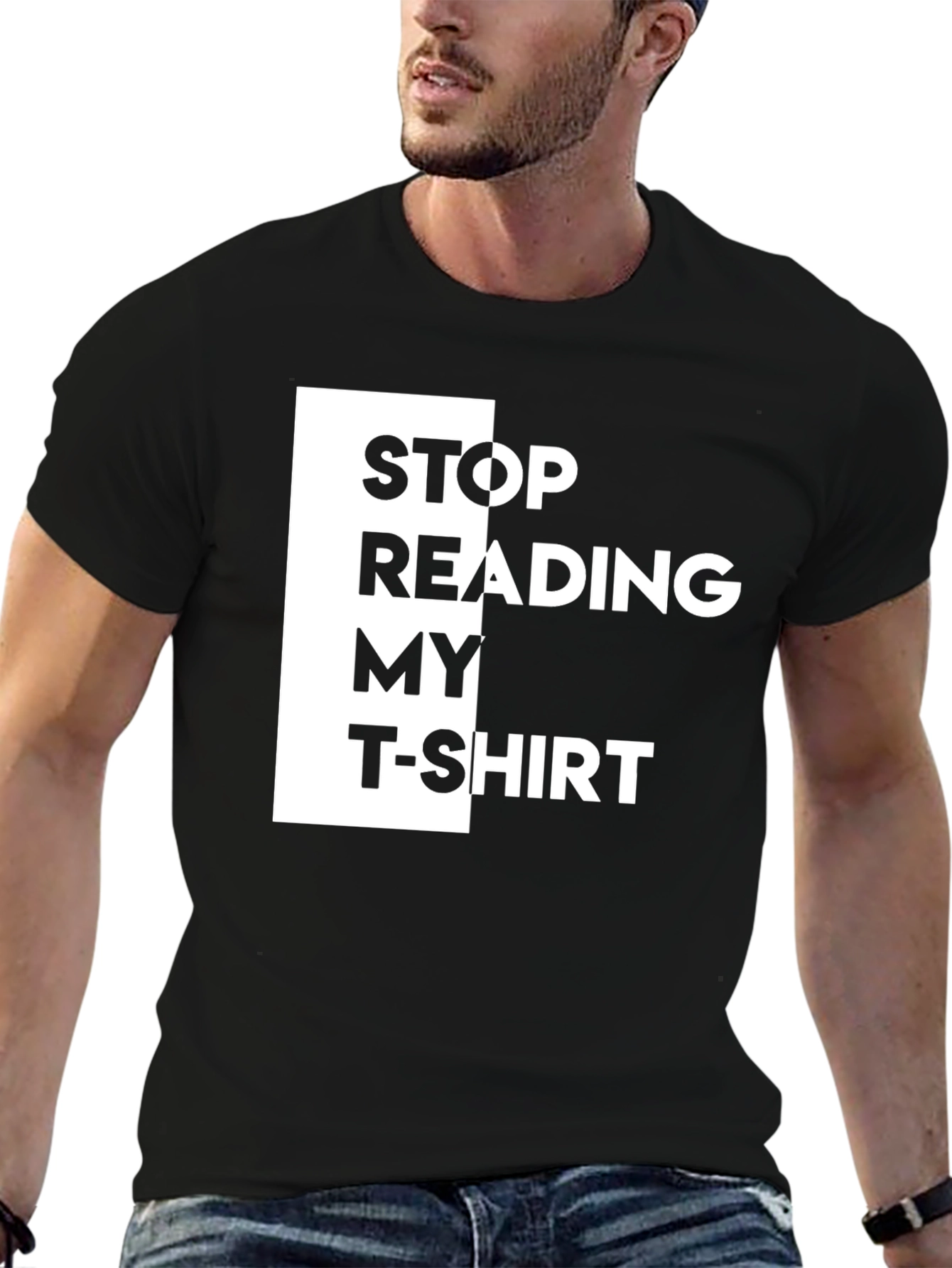 Black Stop Reading My T-Shirt - Funny Graphic Tee view 6