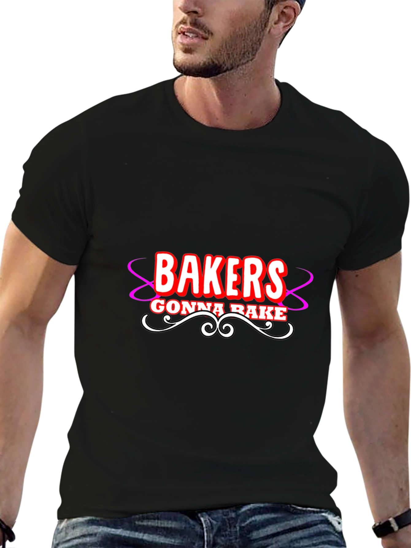 Black Bakers Gonna Bake Graphic T-Shirt - Black Cotton Tee view 6