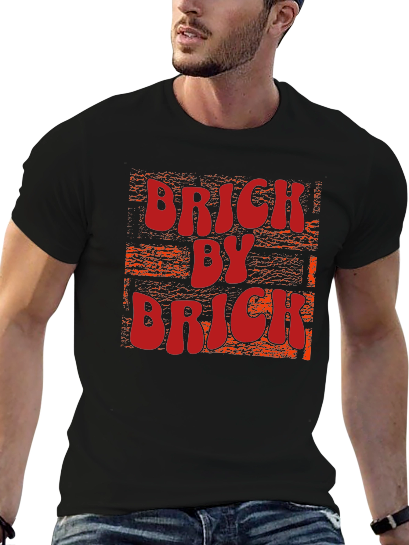 Black Brick By Brick Graphic Tee - Black view 6