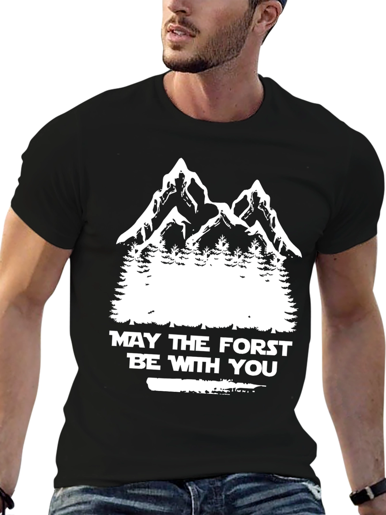 Black May the Forst Be With You T-Shirt view 6