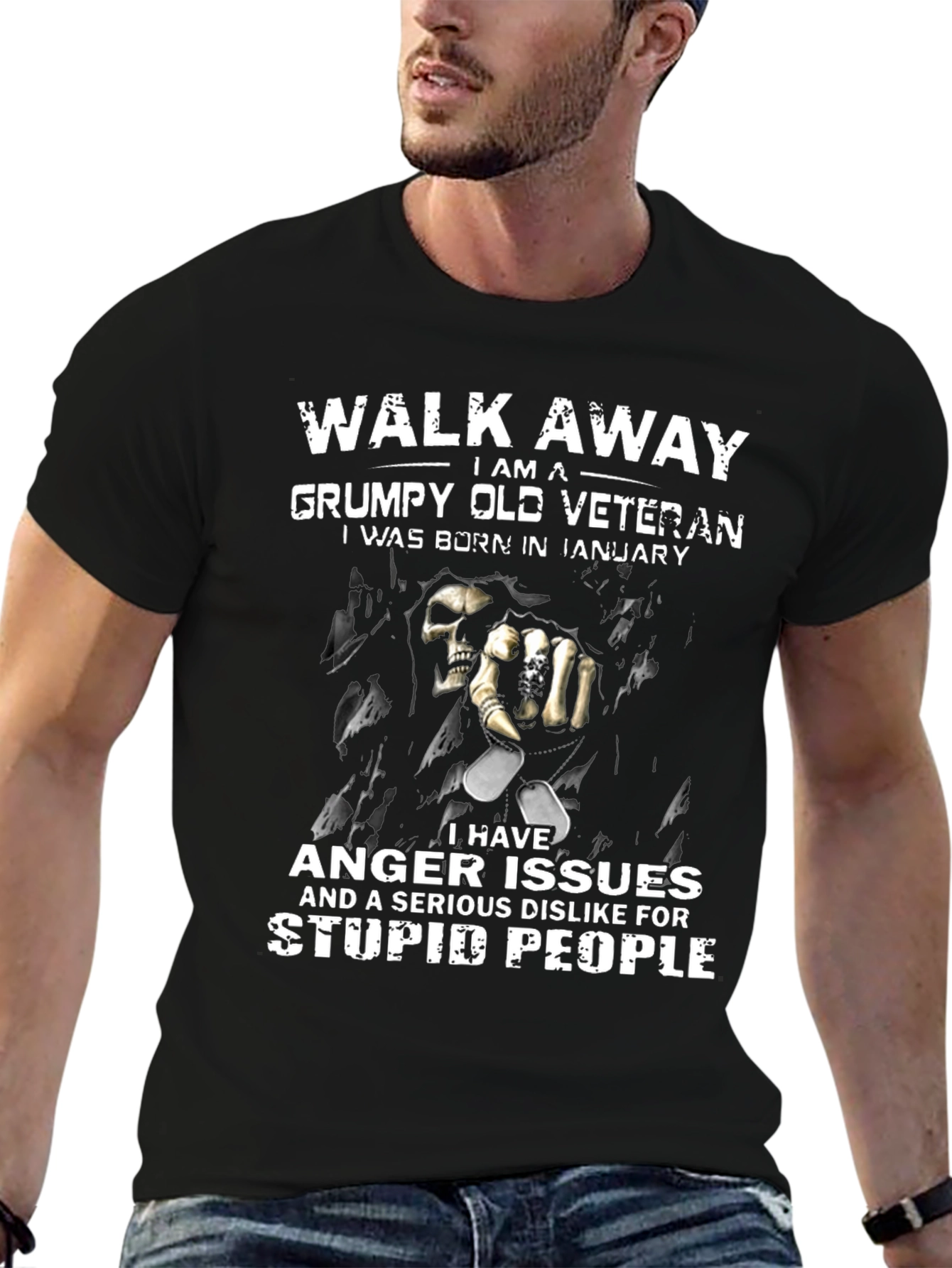 Grumpy Old Veteran January Birthday T-Shirt - 6
