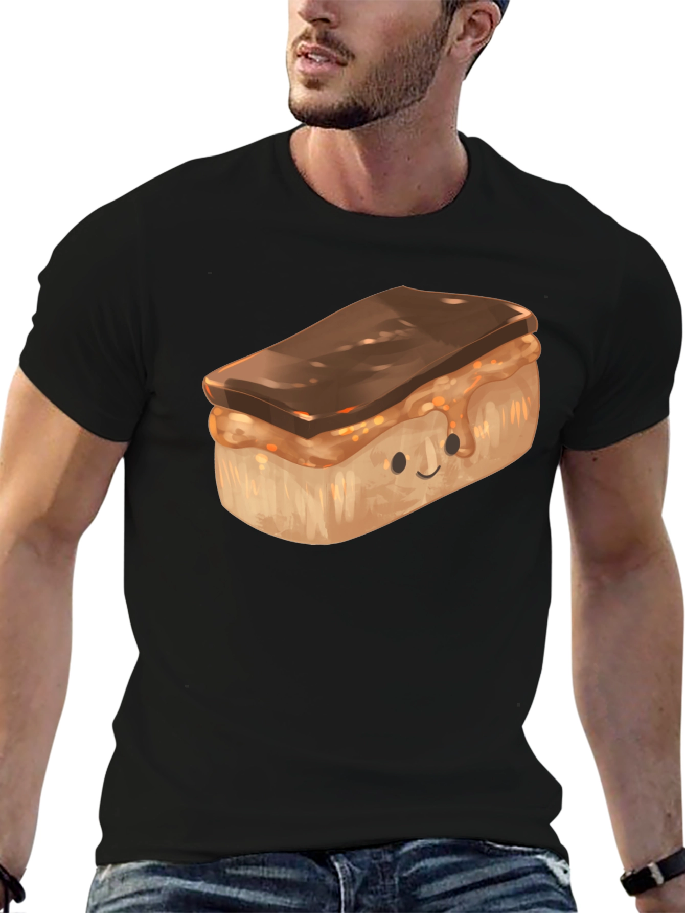 Black Cute Cartoon Dessert T-Shirt view 6