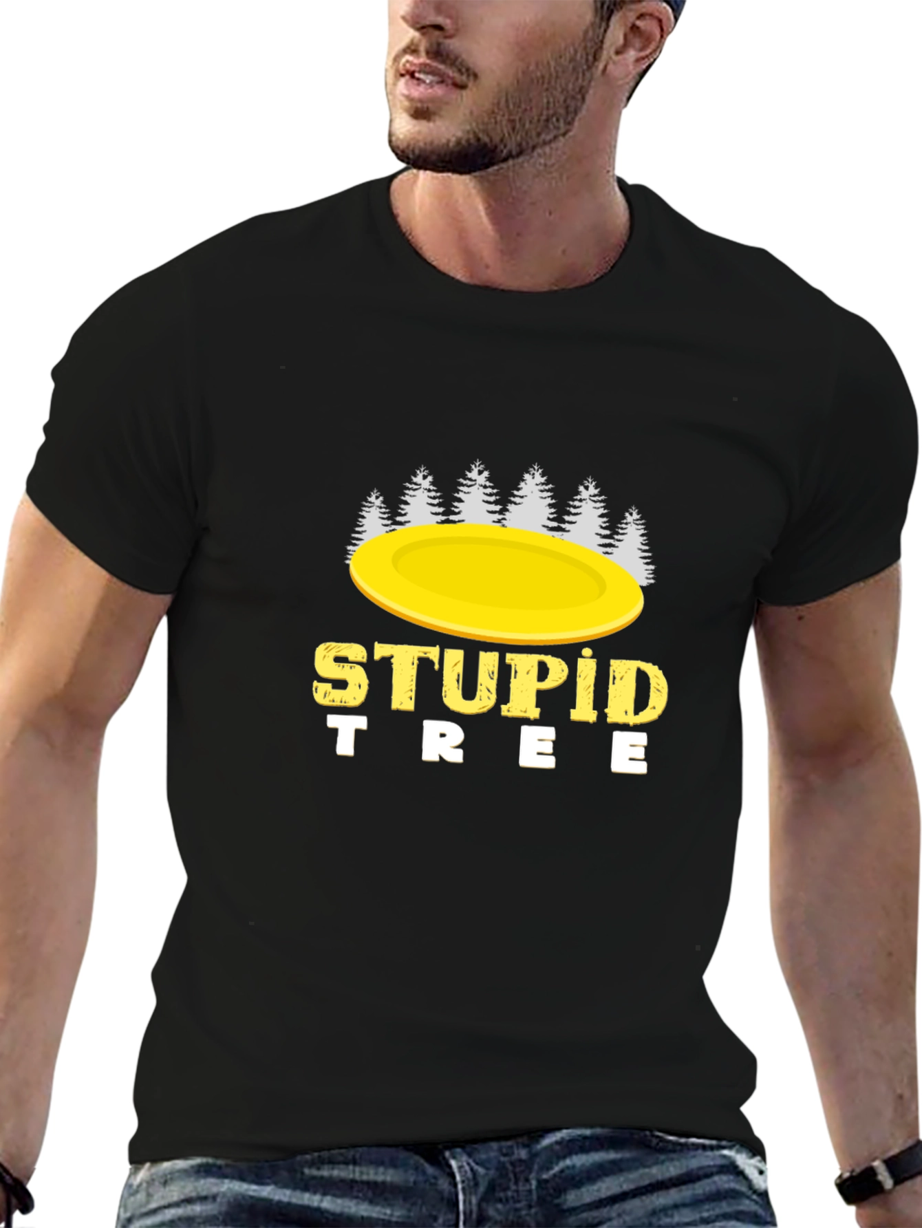 Black Stupid Tree Disc Golf T-Shirt view 6