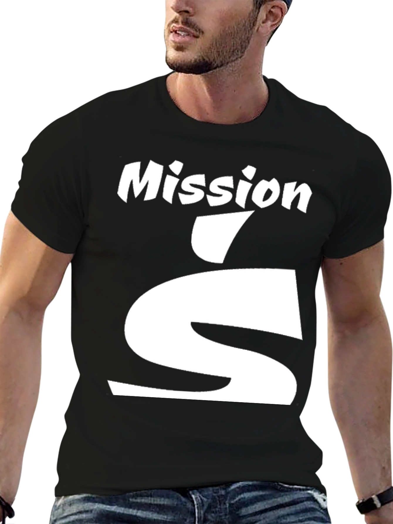 Black Mission S Black T-Shirt - Stylish Graphic Tee view 6