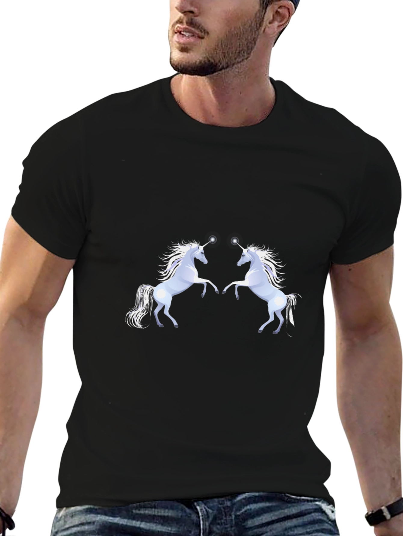 Black Unicorn Graphic Tee - Black Cotton Comfort view 6