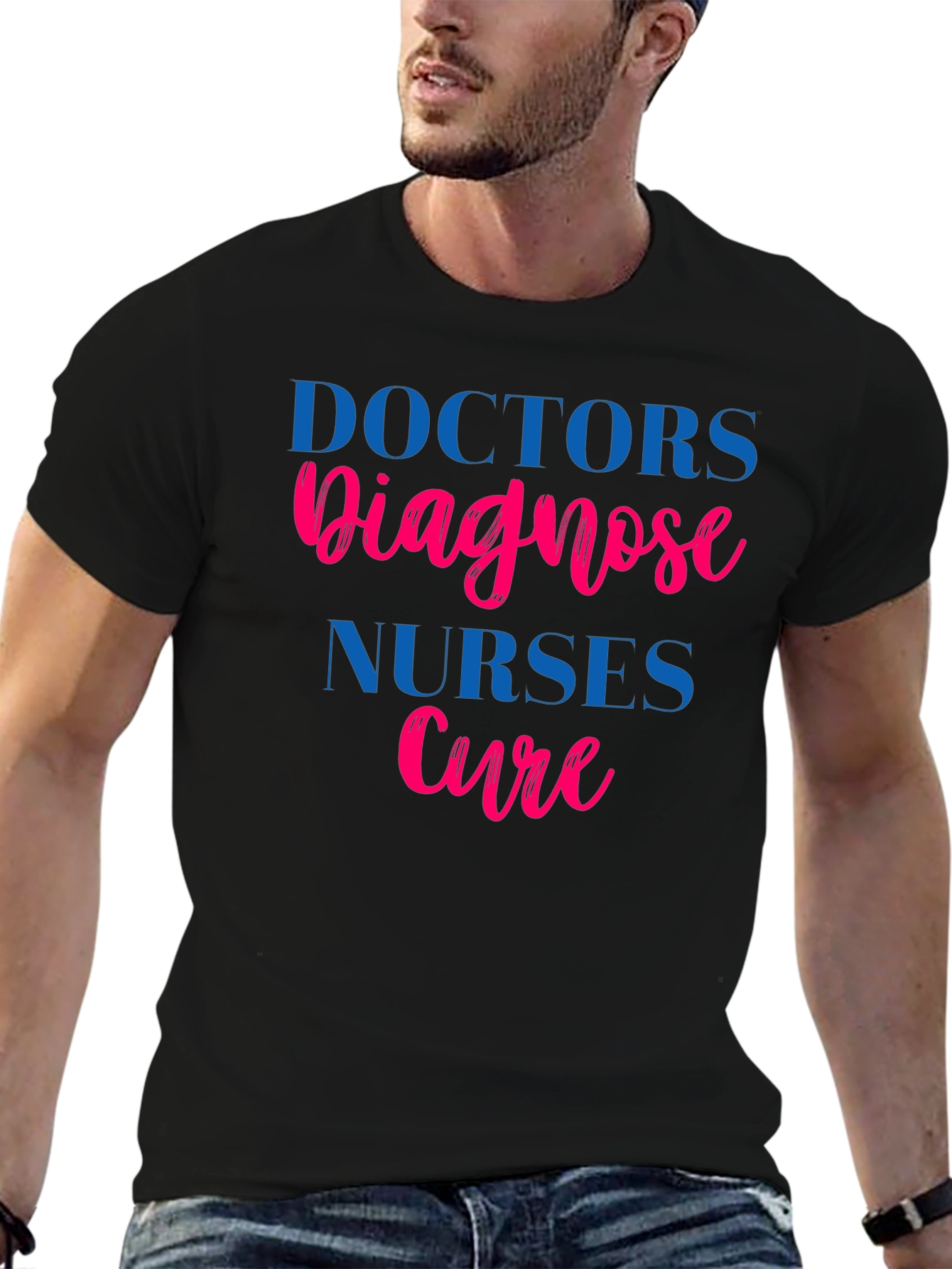 Black Doctors Diagnose, Nurses Cure Graphic T-Shirt view 6