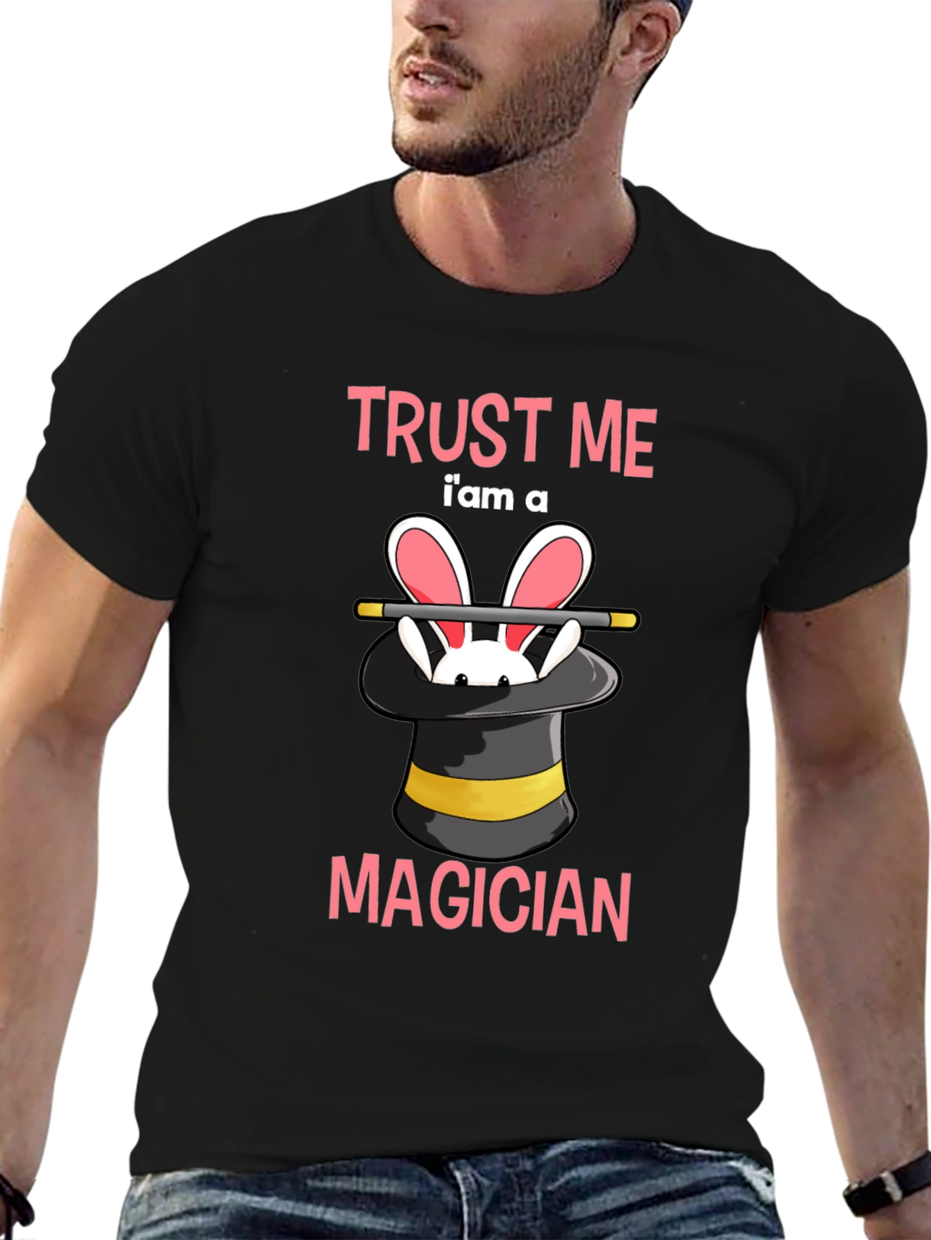 Black Trust Me I'm A Magician T-Shirt view 6