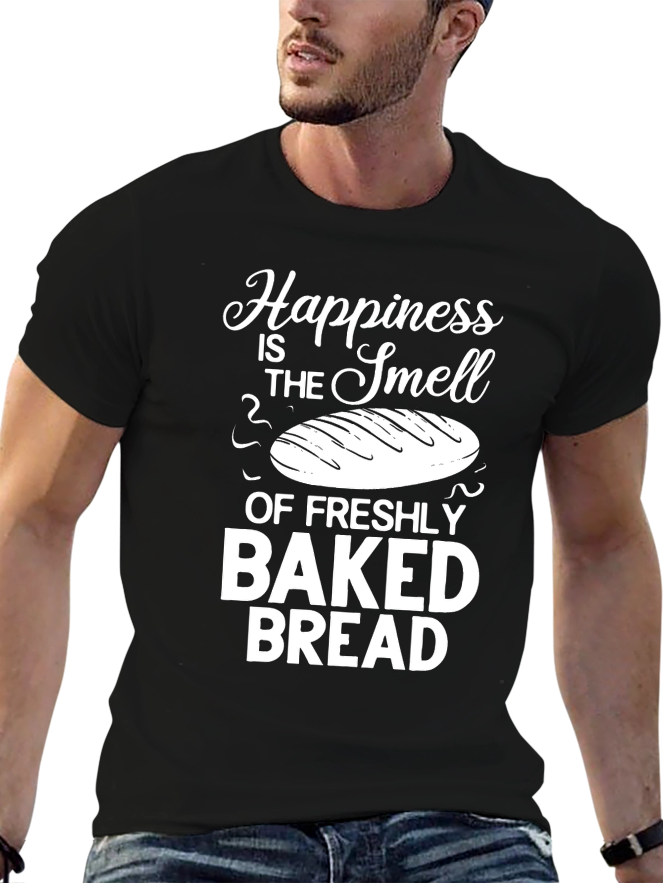 Black Fresh Baked Bread T-Shirt - Happiness Smell view 6