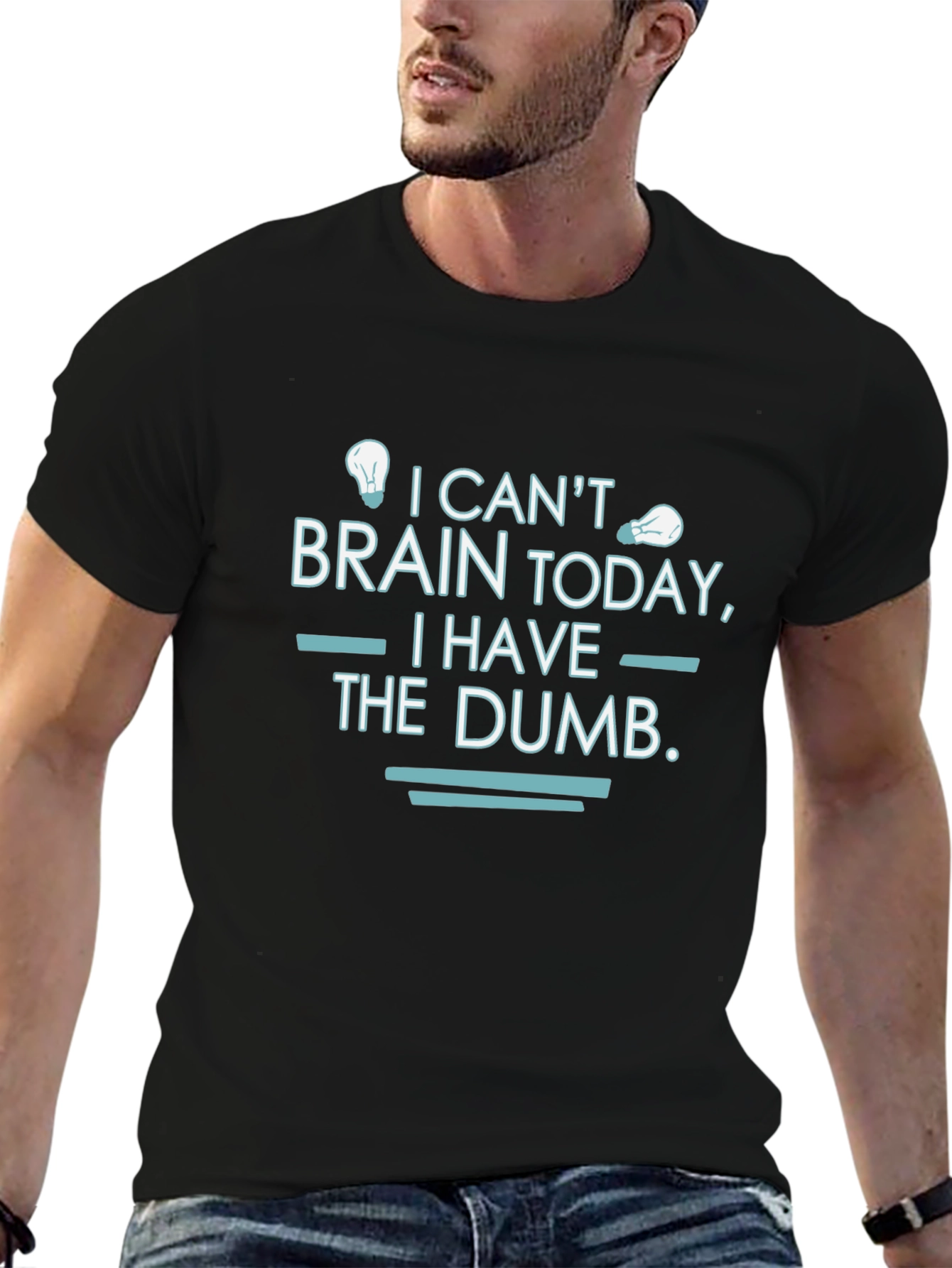 Black Funny "I Can't Brain Today" Graphic T-Shirt view 6