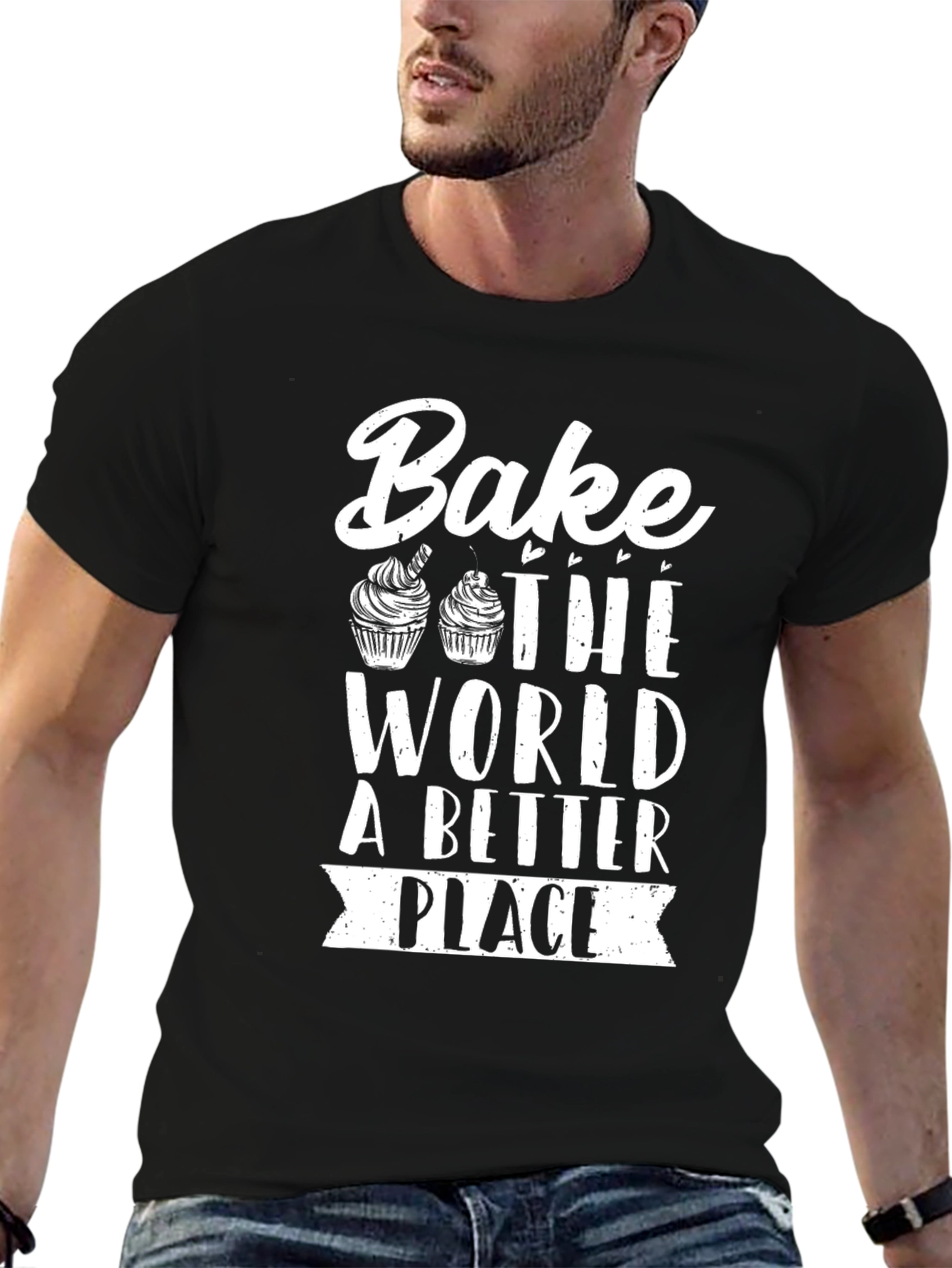 Black Bake the World Better T-Shirt - Baker Gift view 6