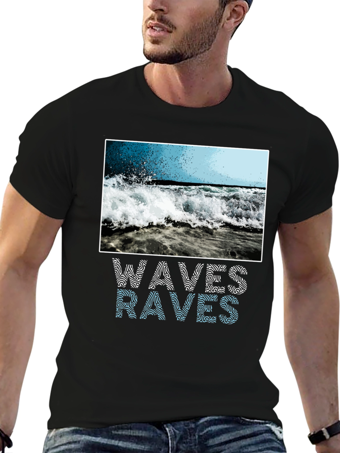 Black Waves Graphic T-Shirt - Ocean Lover view 6
