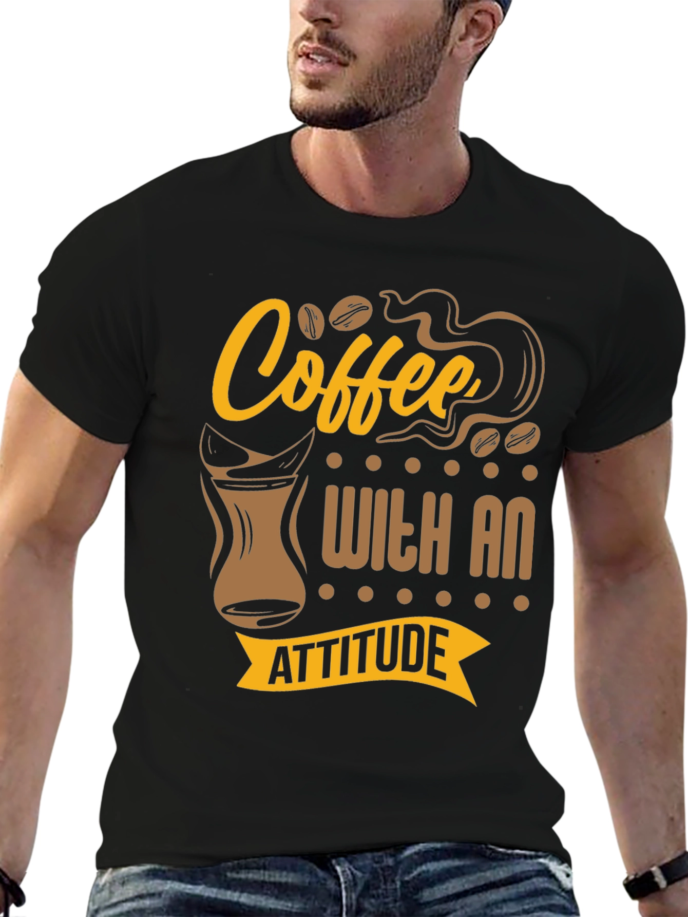 Black Coffee With An Attitude Graphic T-Shirt view 6