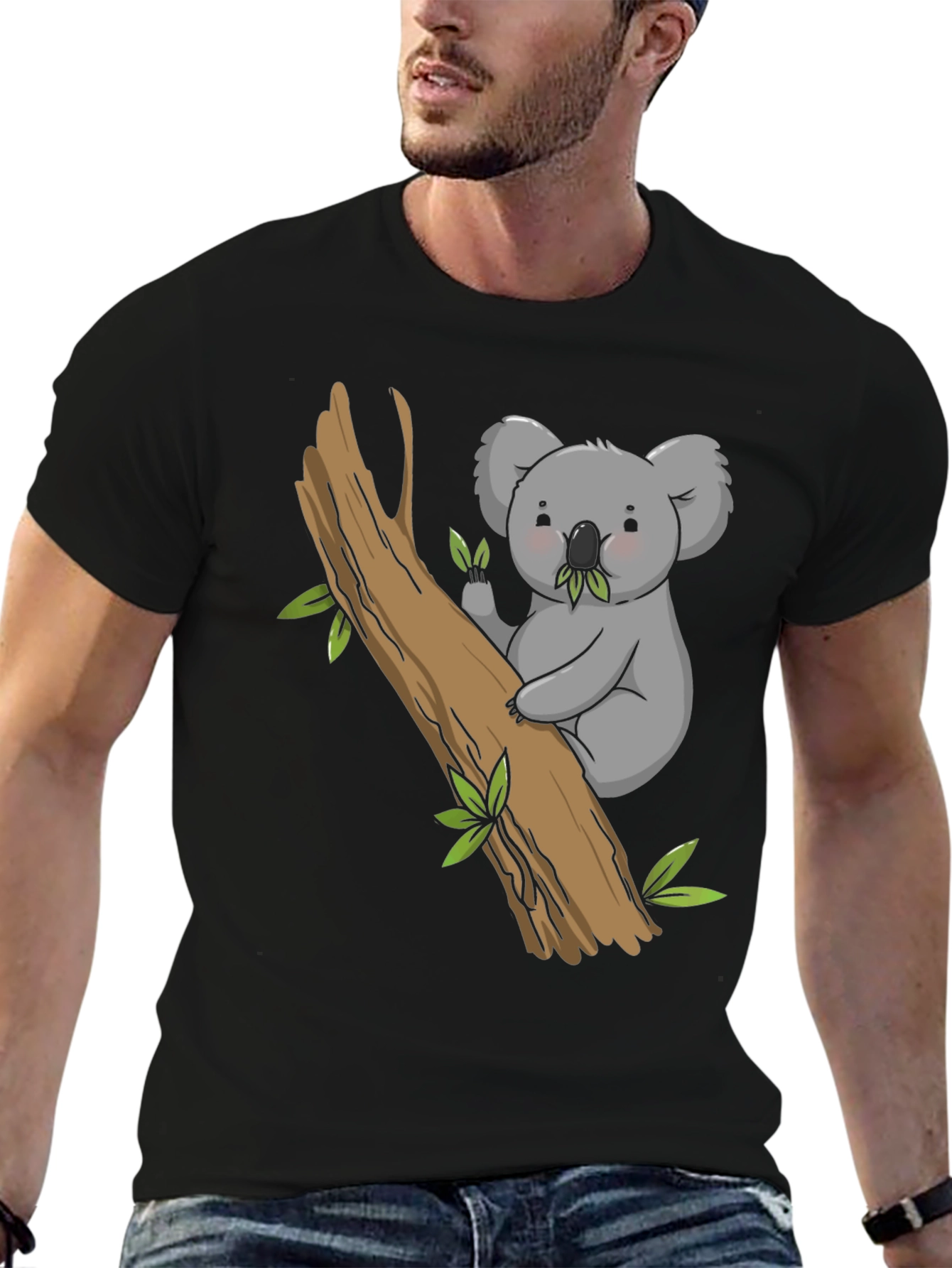 Black Cute Koala Bear Tree T-Shirt view 6
