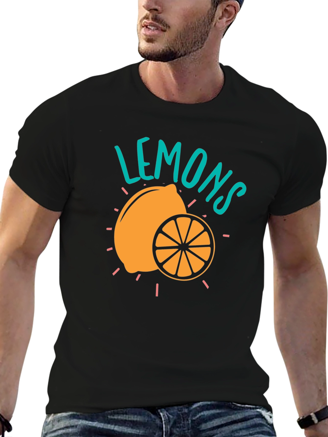 Black Lemons Graphic T-Shirt - Trendy Fruit Design view 6