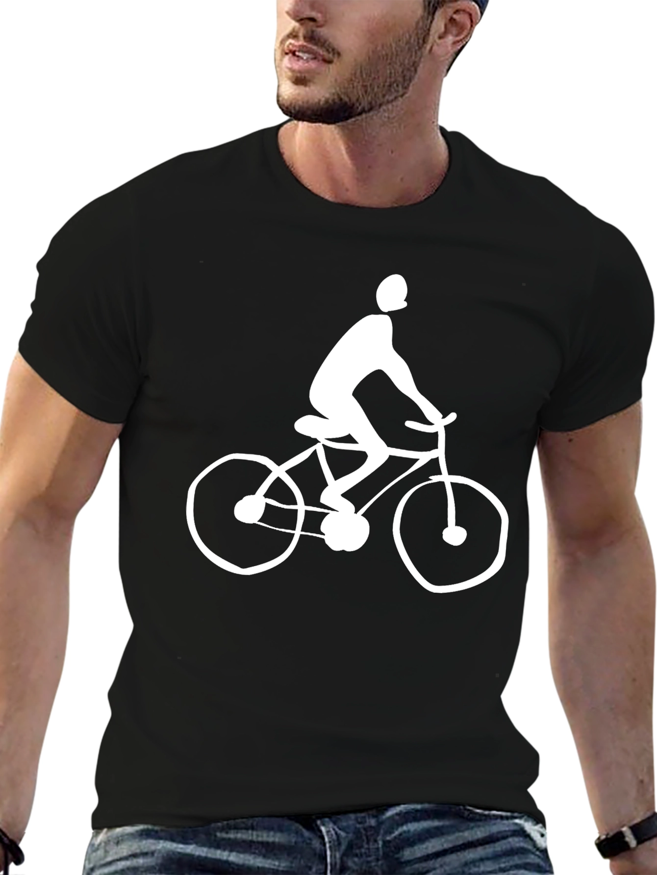 Black Black T-Shirt with Cyclist Graphic view 6