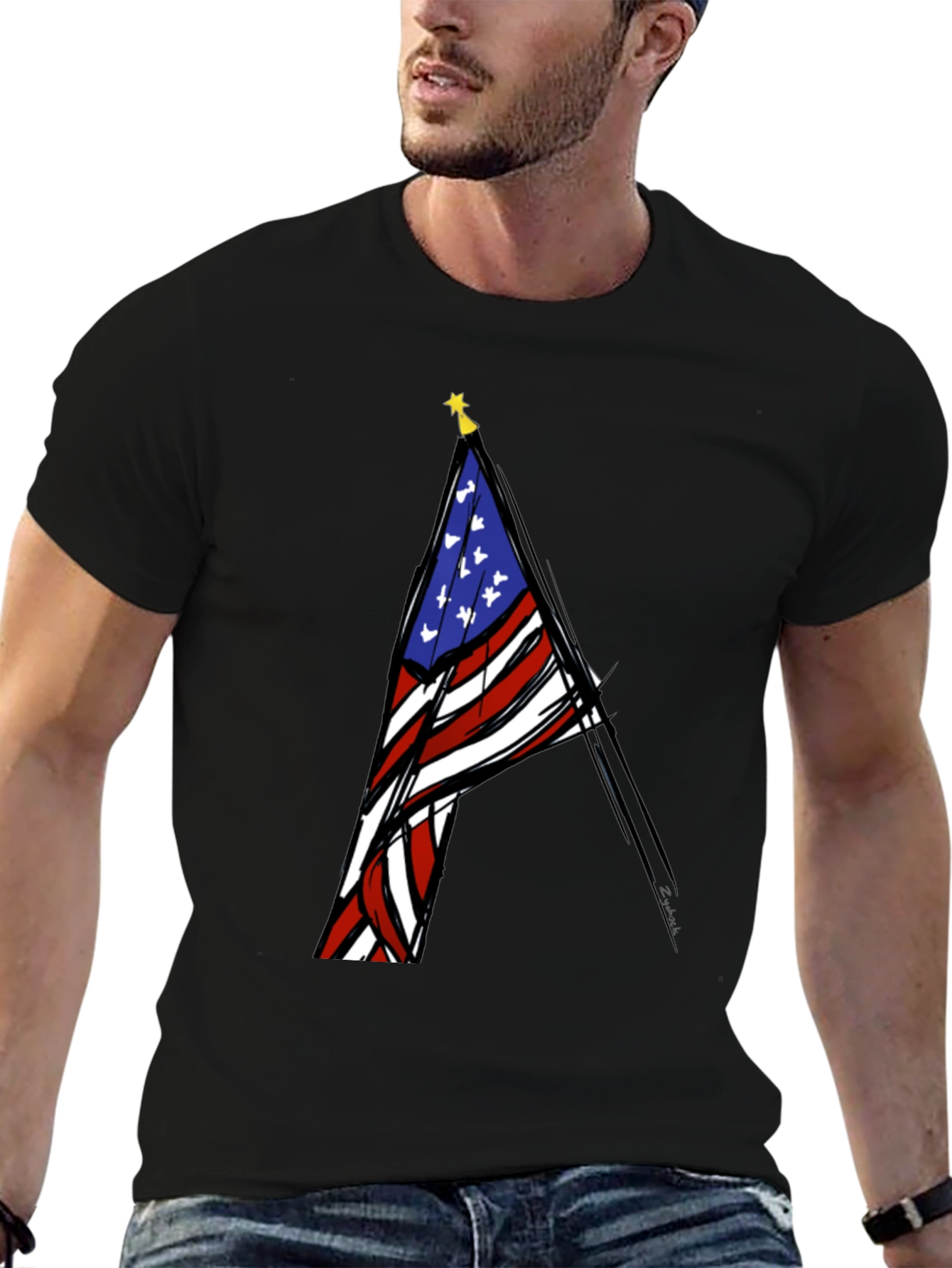Black USA Flag Graphic T-Shirt - Patriotic Fashion view 6