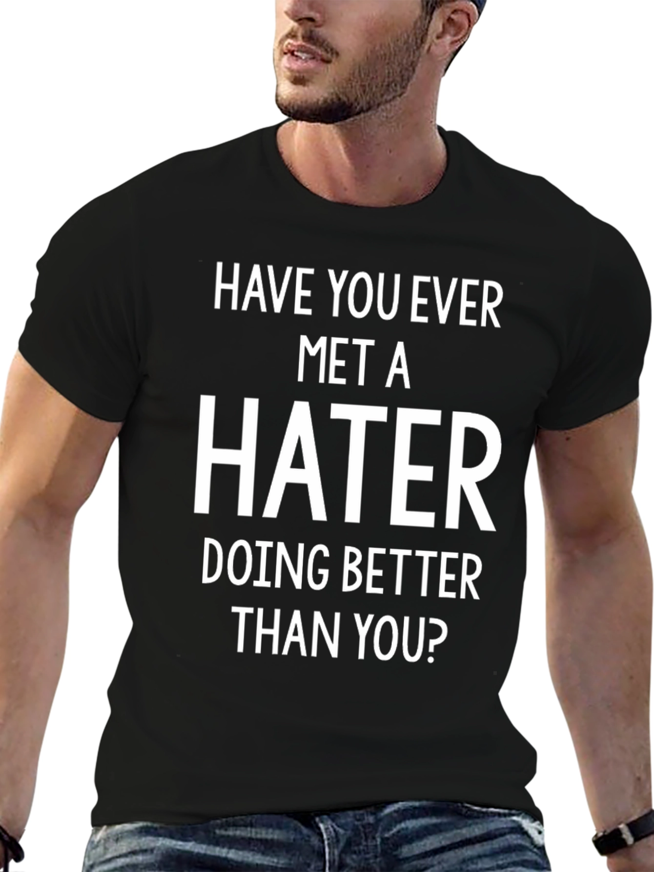 Black Hater Tee: Humorous Graphic T-Shirt for Men view 6
