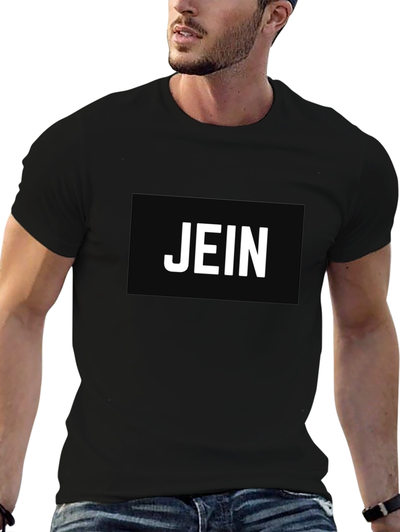 Black Black T-Shirt - 'JEIN' Graphic Print view 6