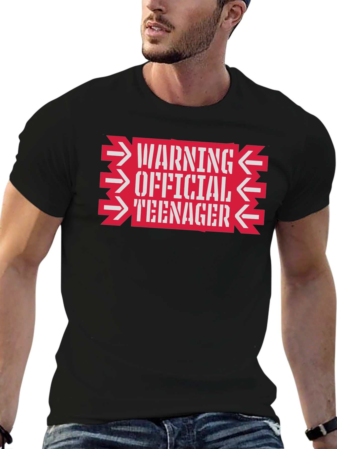 Black Warning Official Teenager Graphic Tee view 6
