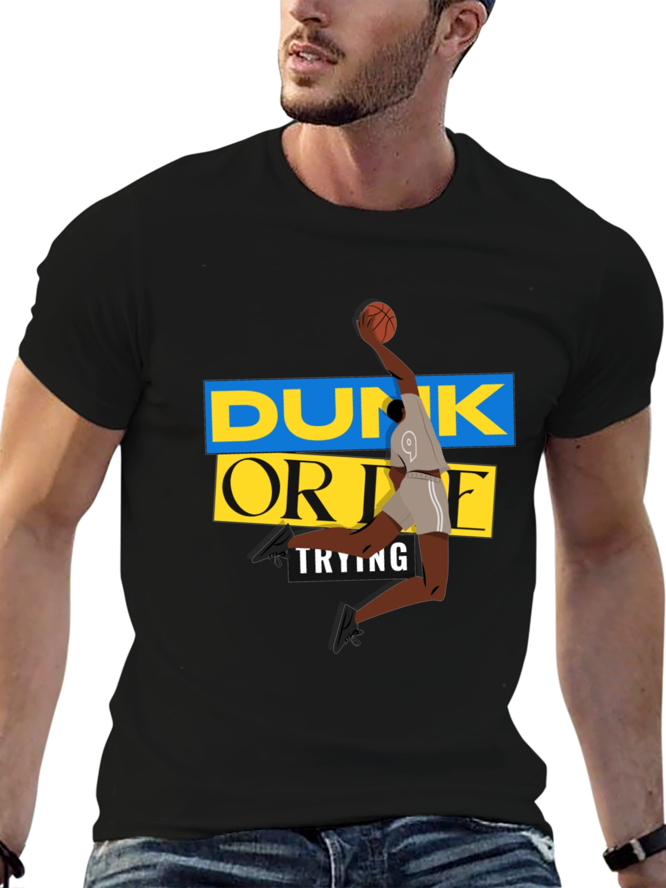 Dunk Or Die Trying Men's Black Graphic Tee - 6
