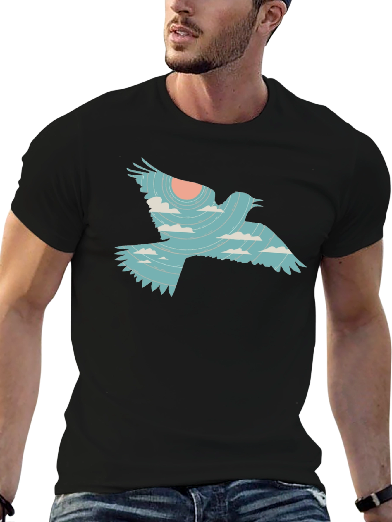 Black Sky Bird Graphic Tee - Unique Design view 6