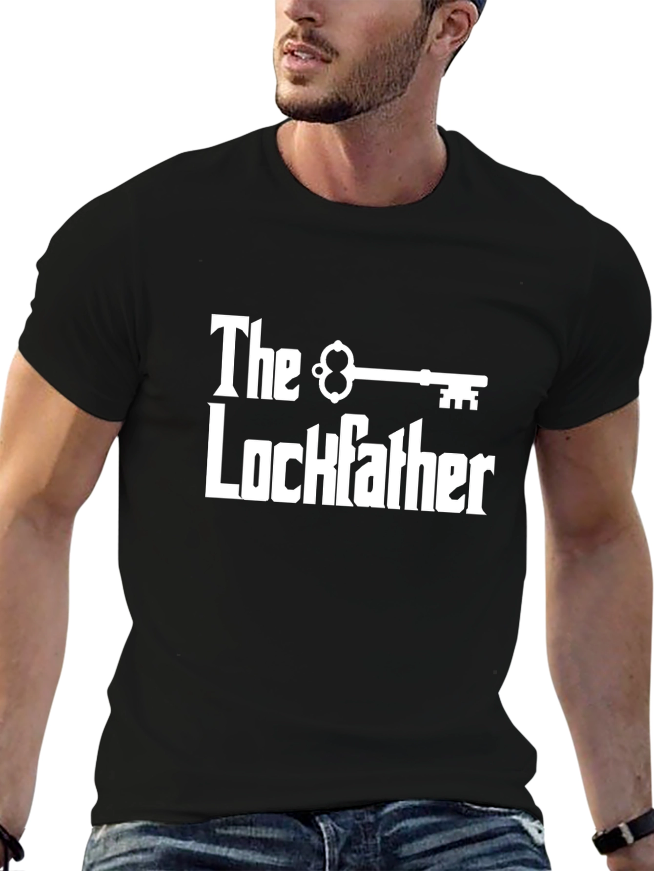 Black The Lockfather Graphic T-Shirt view 6